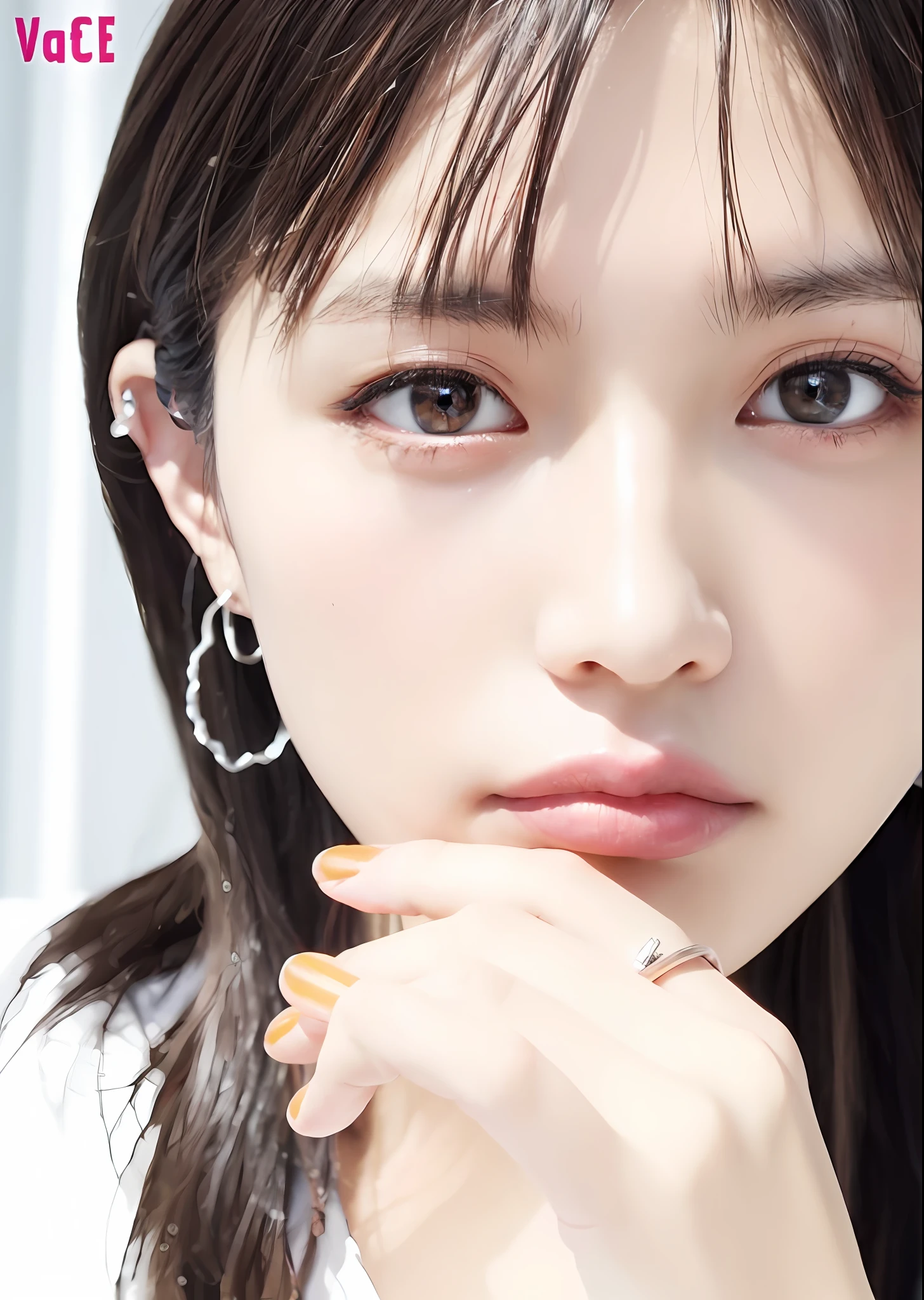 Ring on your finger、There is a woman with a ring on her finger, Kimi Takemura, cute - fine - face, chiho, sui ishida with black hair, portrait jisoo blackpink, closeup Iwakura Lain, Shiori Teshirogi, by Torii Kiyomoto, close up of lain iwakura