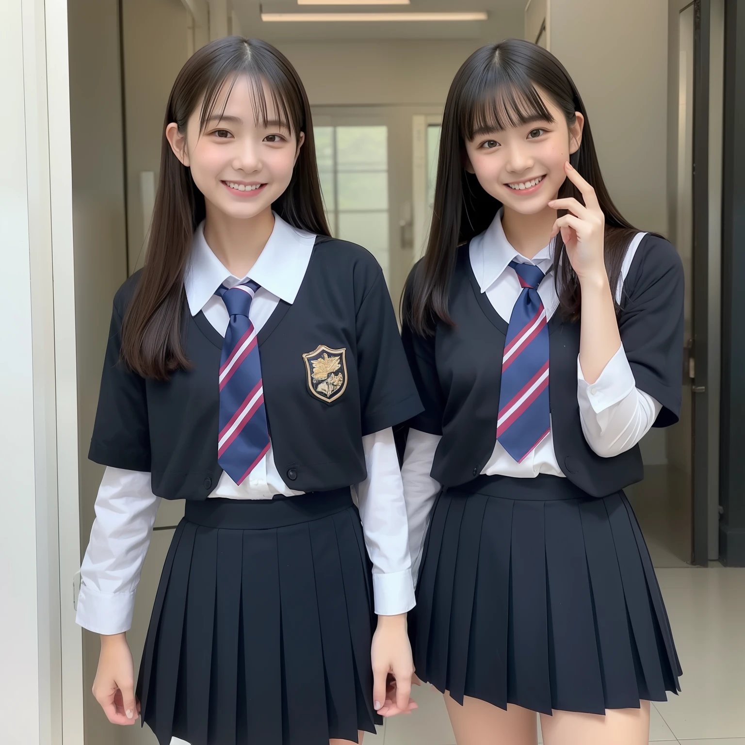 a smile、hi-school girl、校服、Flip the skirt yourself