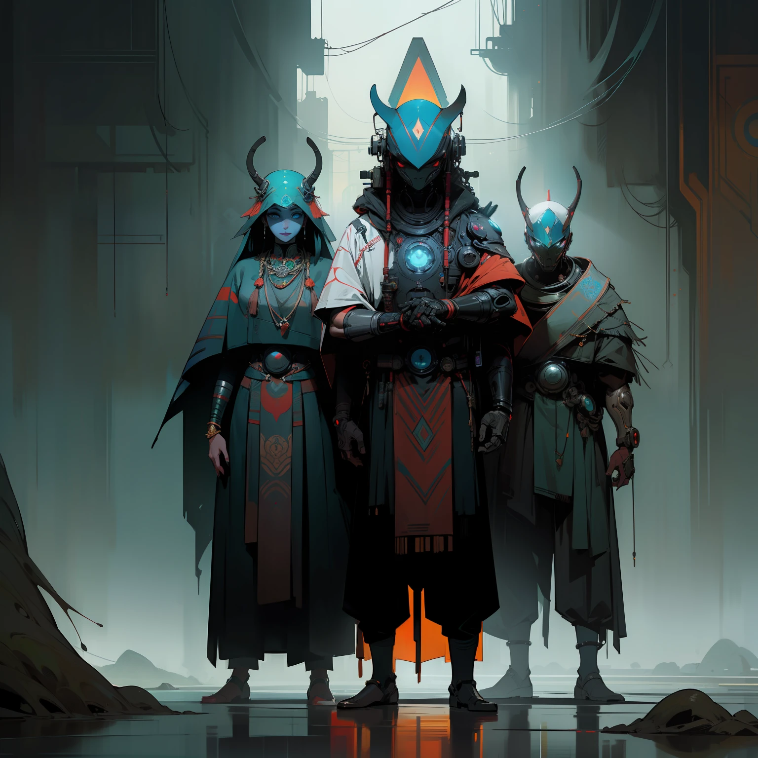 indigenous futurism, indian cybernetic cyborg goddess, cyberpunk, the style of fantastical fantasy compositions, dark prism, eye-catching metallic compositions, symmetrical arrangements, eye-catching iridescent red, blue, green,yellow,bright neon,luminous, distinctive noses, ethereal,bloody colorful, eye-catching compositions with rainbow prism,high resolution, masterpiece,composite cybernetic metallic bodysuit, indigenous cybernetic jewellery and ornaments,symmetrical design ,character concept art,Rendered in Octane,trending in artstation, cgsociety, 8khighly detailed,Junji Murakami, Mucha Klimt, Sharandula, Hiroshi Yoshida, Tom Bagshaw, Ross Tran, Artgerm,Craig Mullins,dramatic,Junji Murakami, moody lighting post-processing,cinematic lighting ,ar 2:3 –uplight