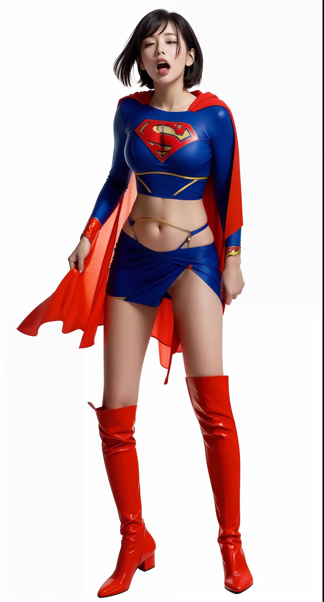 Supergirl Logo、8K、Top image quality、high-detail、tentacles entangled in the body、The vine wraps around the body、super girl、Costume torn、Bloody、Green liquid from the mouth、Exhaling liquid、Wearing stockings、defeat、Painful、Painful look、s asleep、tongue-out、Consciousness is hazy、syncope、dead body、A sexy、super girl、Superheroine、Black stockings、arurinh、((red blush)) ((embarrassed from)) 、The upper part of the body、absurderes、long straight fine hair、Dynamic Poses、modelshoot:Photo Shot、hard disk、High contrast、Sharp Images、​masterpiece、Keep your mouth shut、Balanced eyes、CG Rendering、Small skull bones、Detailed clavicle、(Top quality details: 1.2)、realisitic、8K Ultra Detail、high quality texture、Detailed texture、Detailed Detailing、high detal、Highly detailed CG、High quality shadows、beautiful countenance、Detailed beautiful delicate eyes、 degrees of freedom、Beautuful Women、tiny chest、A tall、blurry backround、vomit blood