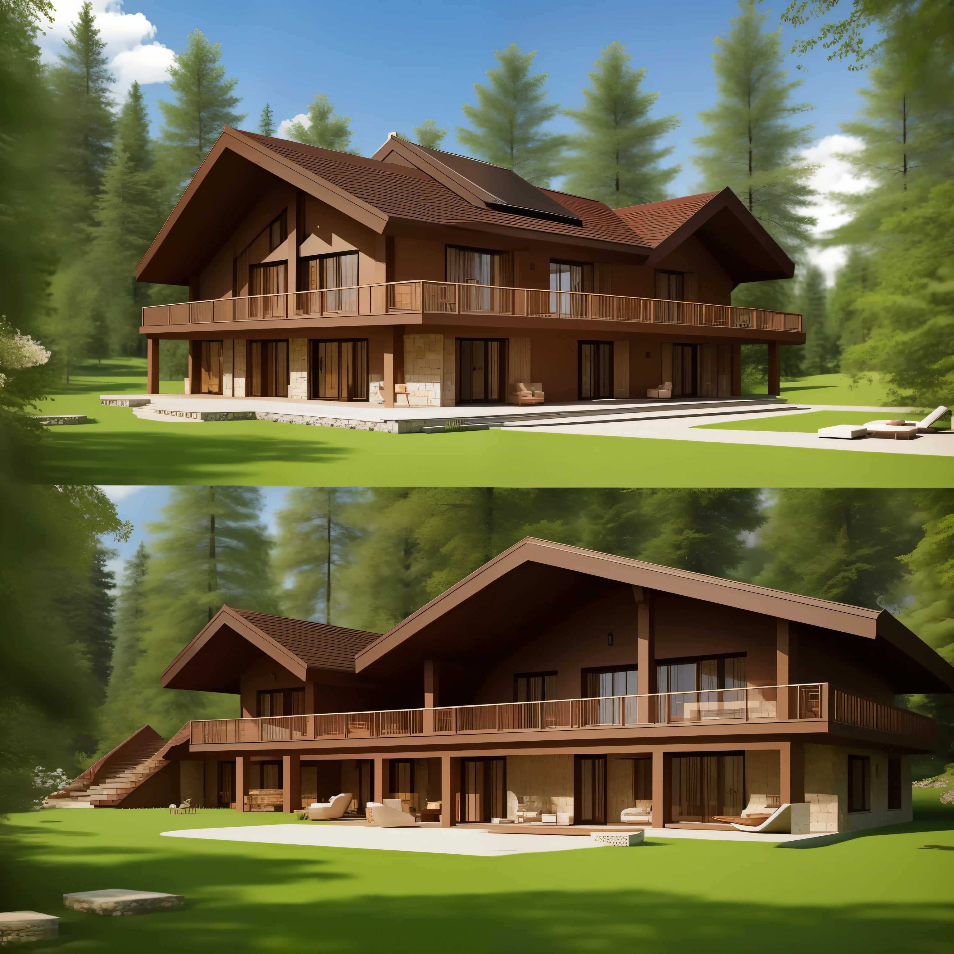 The villa of six lambs in Pleasant Goat and Big Big Wolf,Surrounded by forest on three sides,One side by the lake,morden style