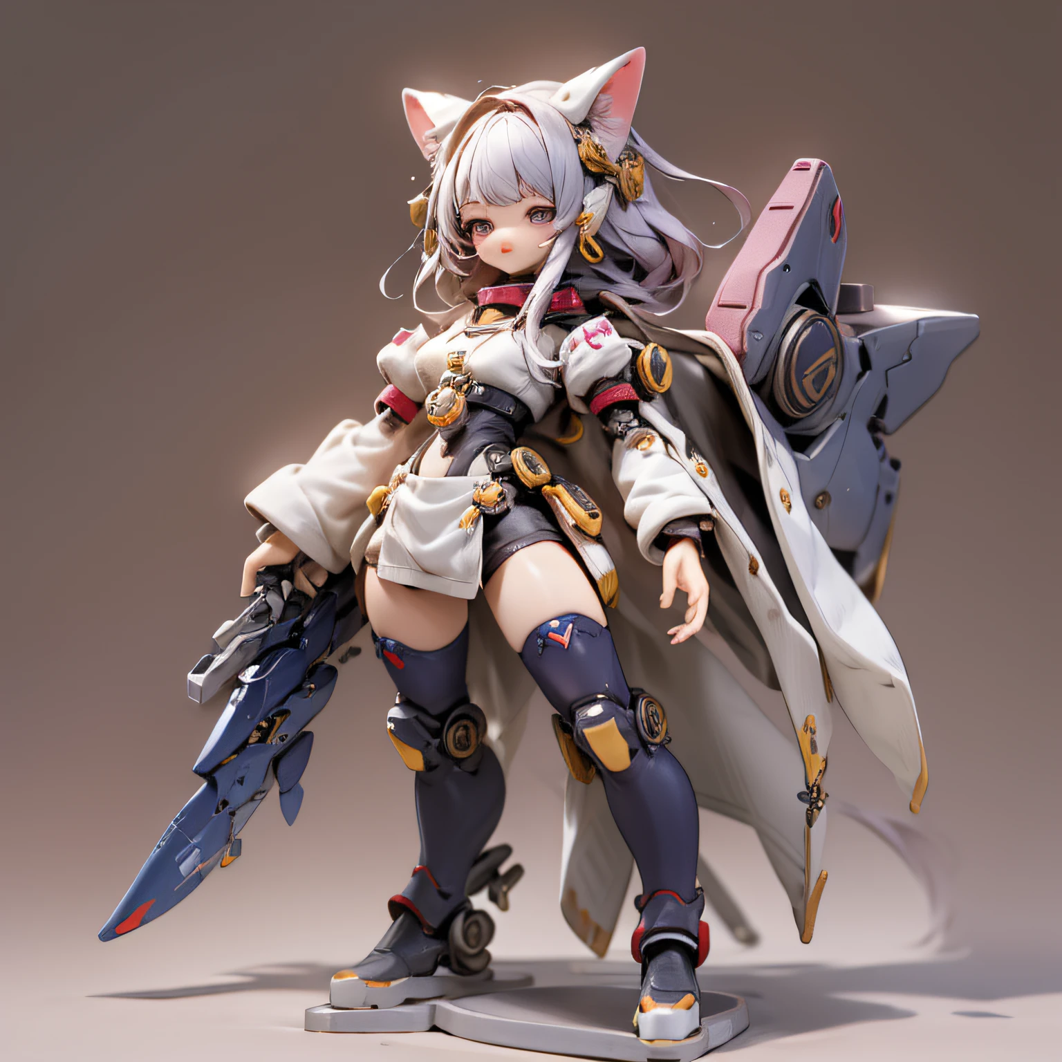 chibi，Full body, Minimake，The hull is very short............，Little Dwarf，，Mecha Body，Mecha limbs，Mecha Arm，Mecha legs，My favorite cat ears