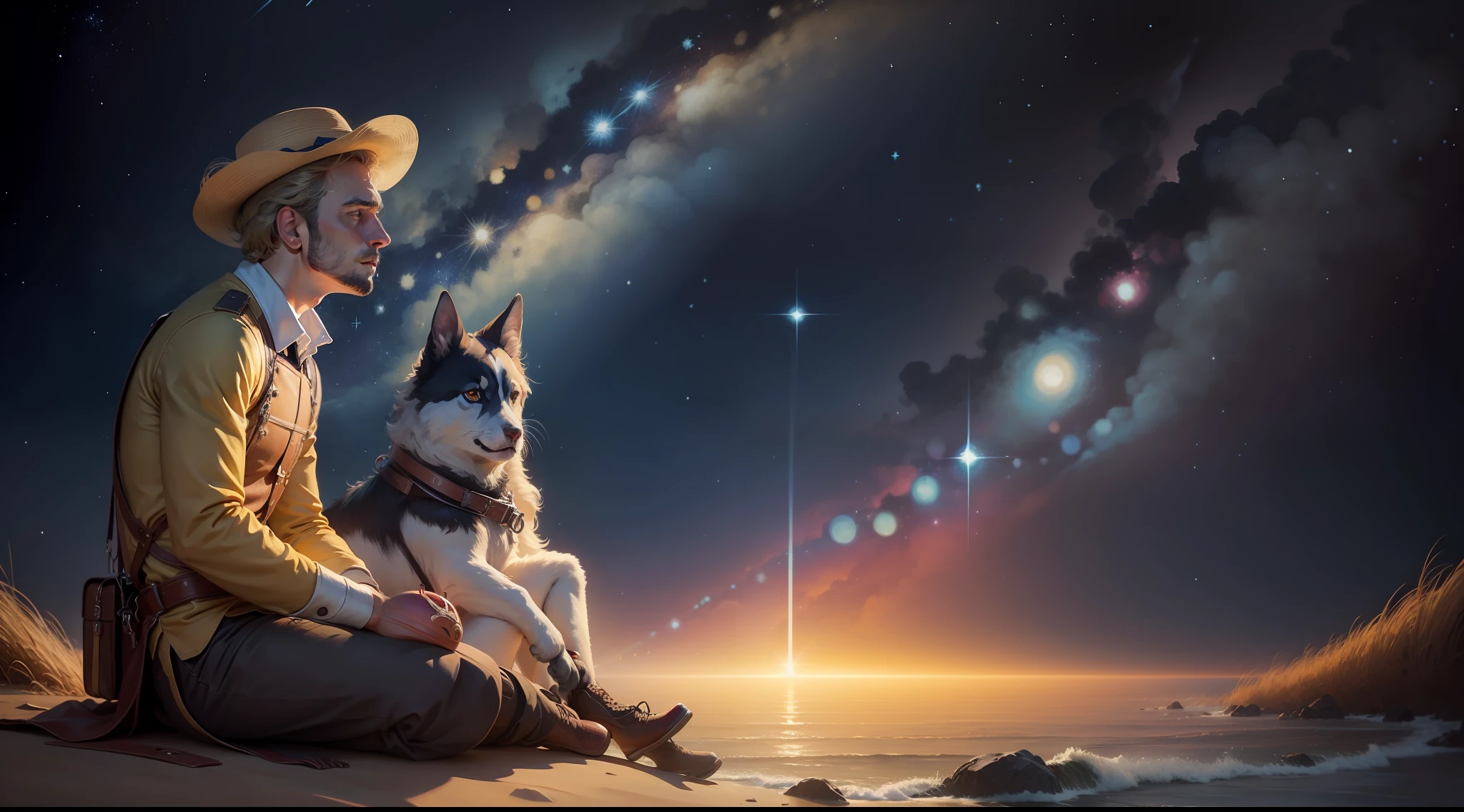 ARTE DE UM CEU NUBLADO CHEIO DE ESTRELAS COM ARTE ESTILO VAN GOGH