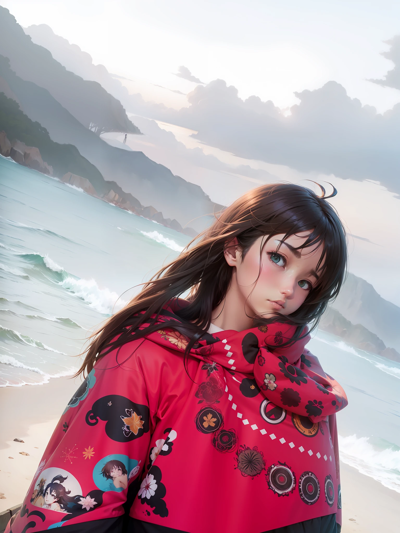 messy hair, Estilo de Makoto Shinkai,outside,beachside,Yunxia