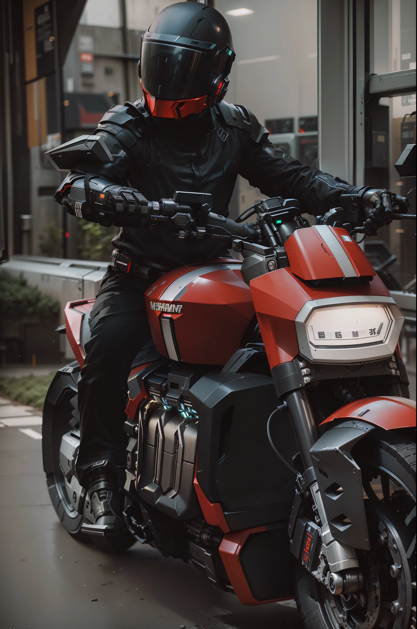 Handsome cyberpunk mech warrior,Black cyberpunk mech costume,High-tech black full enveloping helmet,Biomechanicals, MSHN Robot Man,High-tech helmet,hyper realisitc, Steel, Complex design, insanely details, finely detailled, Extremely clear lines, cinmatic lighting, photograph realistic, A detailed masterpiece