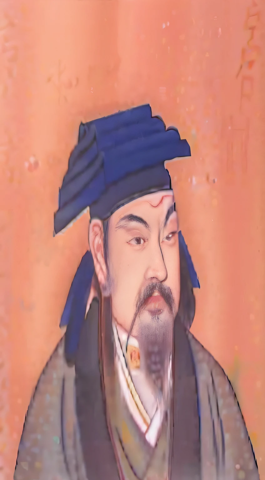 A close-up painting,Depicts a bearded man,Inspired by the works of master Zhang Daqian。Emperor Xuande appears in the painting、feng shu、Scene of Confucius and a jury conducting a trial。It was also inspired by the creations of Wu Daozi and Zhang Shunzi,It incorporates the melody of ancient songs of the Song Dynasty。At the same time, he was also affected by Cao Zhibai、hua cheng、guangjian huang、The creative inspiration of Yang Qi and Emperor Xuande。