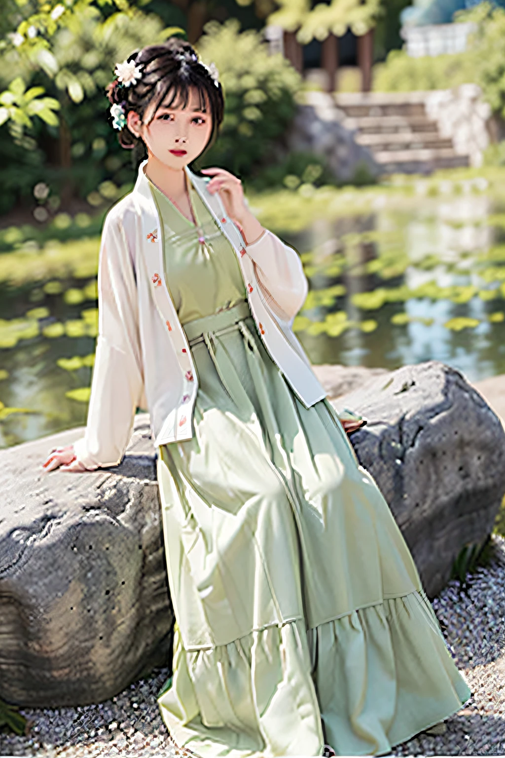 (8k,Need,tmasterpiece),(realisticlying,realisticlying),1girl,adolable,dated,(ssmile),(ssmile)Bigchest,美丽细致的眼睛,dampness,Sateen,(Han dynasty,Hanfu)