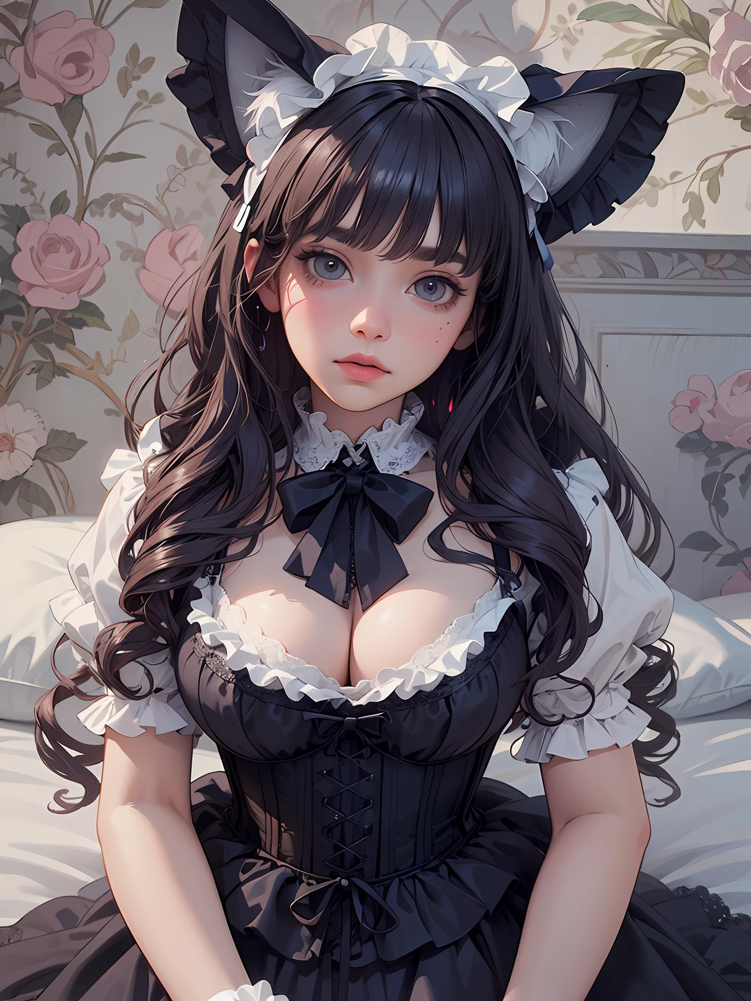 (Artwork of exceptional craftsmanship),(Detailed illustrations,(Very ideal anatomy),Very detailed and detailed drawing,Delicate lines with slow and rapid,(Realistic texture expression)),[Color tressed main line],[Strange bedroom background],[HENTAI ANIME] (JapaneseGirl (Beautiful shape) 15yo student [Luxury Girl] (cat ear ((plump)) (large chest with drooping,[wide areola]))),(Full body lingerie (Pure white corset) (Ribbon Ruffled Lace Fabric [lolita fashion])),[Realistic and glossy skin expression ([High humidity] (Soft body)),([sitting] [[boredom]] gravure),Transparency, soft ambient light,(Perfectly proportioned),(Fine and beautiful skin expression [realistic skin detail]),[Design built to the highest level,[Advanced structural understanding of materials],Ideal color coordination],(Intricate and beautiful decoration [Dense detail]),(More on shiny hair),[Perfect hand details [Beautiful Finger]],(Beautiful perfect face [Realistic face details]),[Clear gaze],[long and beautiful eyelashes],[Perfect eye details (Eyes beautifully drawn down to the smallest detail)],(detaileds,high-detail),([Precision Detail],[multi-layer texture],HighQuality,hight resolution),[(Accurate simulation of light-material interactions),Understanding Airflow,Mechanically correct representation],[Visual art that conveys a sense of narrative] [Full body like],[[Desaturation]].
