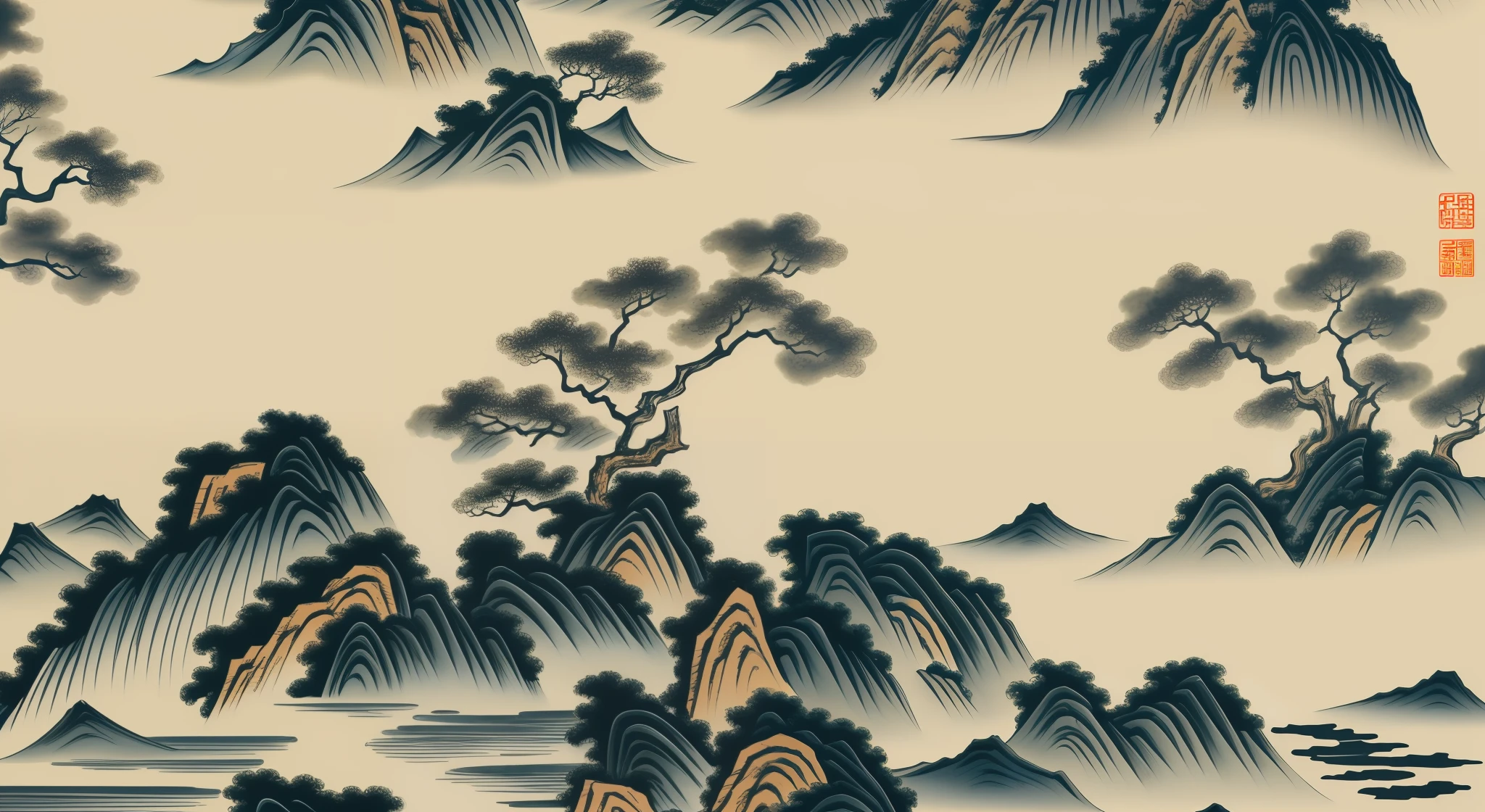 Chinese style ink background painting,tidal current,perfect pubic,Shocking