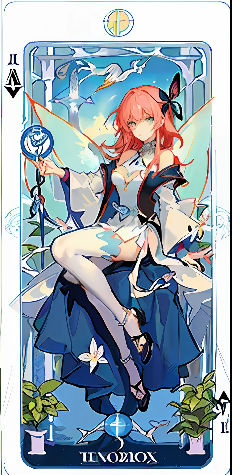 (Golden Ratio: 1.2), (Rose Graffiti: 1.2), (Glitch Color: 1.3), [(White Background: 1.4)::10], (Whole Body: 1.2), (Super Fine: 1.3), (Tarot :1.6),(Magician (Tarot):1.6),(Paper:1.2),(Fairy:1.6),(Fairy Wings:1.2),Full Body, Hanging,(Cool:1.2),(Red Long Hair ),(butterfly hair accessory),(flower hair accessory: 1.0),((sandals,Locket)),(colored cocktail dress: 1.0)+(loose-sleeve jacket: 1.3)+(fluttering colorful tassels and ribbons :1.2 ),(white stockings: 1.2),(colored ink paper flowers: 1.2),(colorful flower sea: 1.3),(chaotic geometry: 1.3),(negative space: 0.8),(drawing board: 1.3 ), (Ether Color ink flow: 1.3)