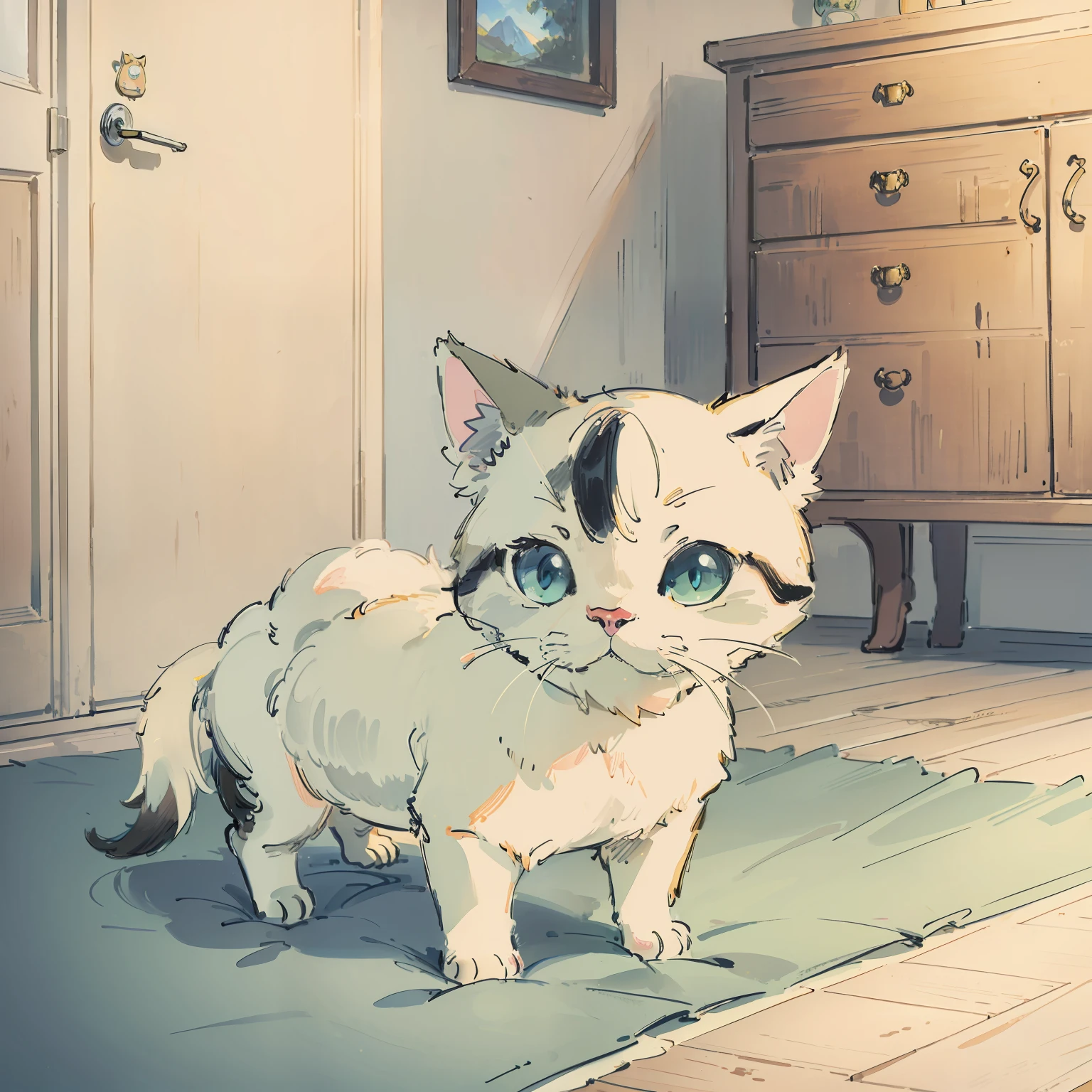 top-quality、​masterpiece、optic、Take a cute cat、