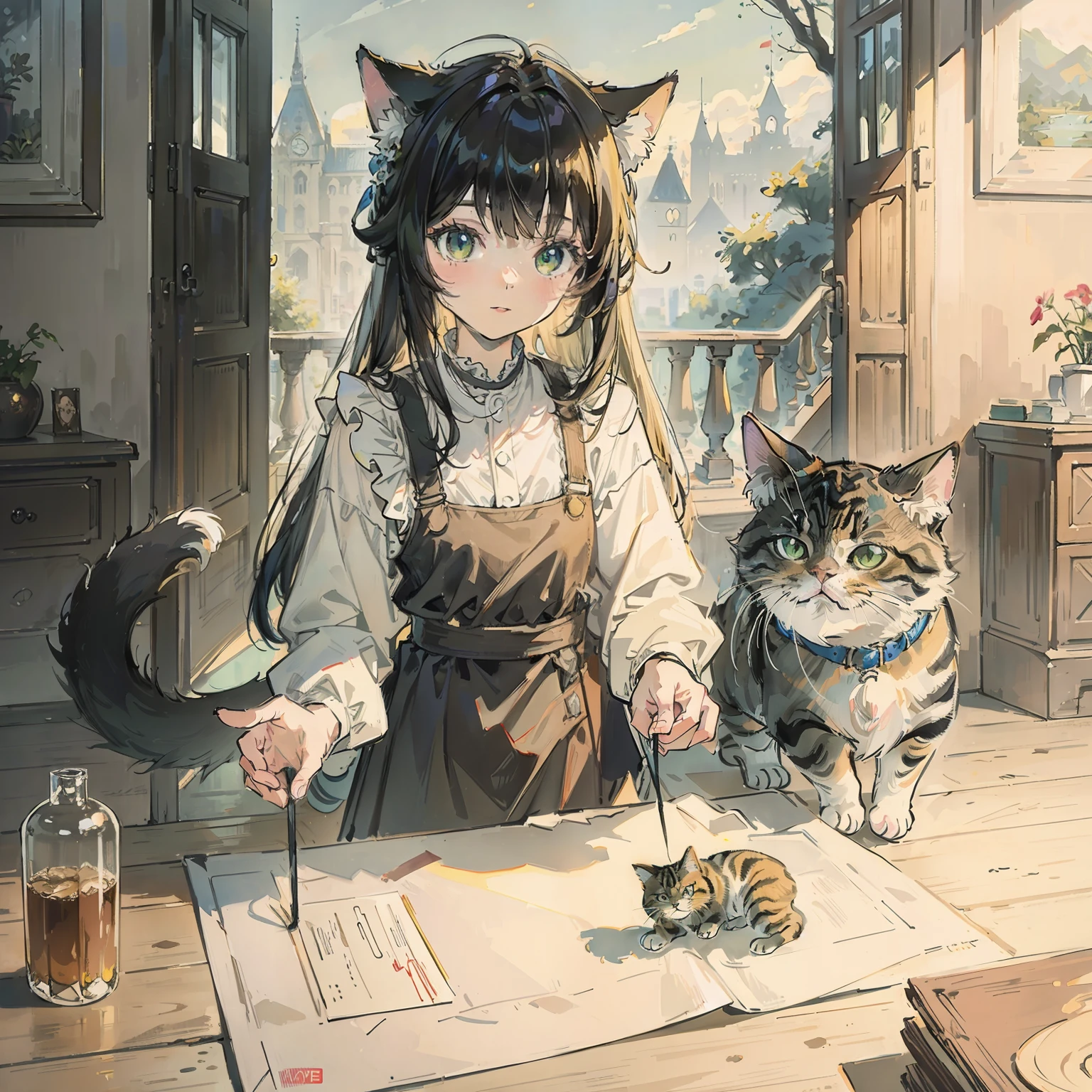 top-quality、masterpiece、optic、Take a cute cat、
