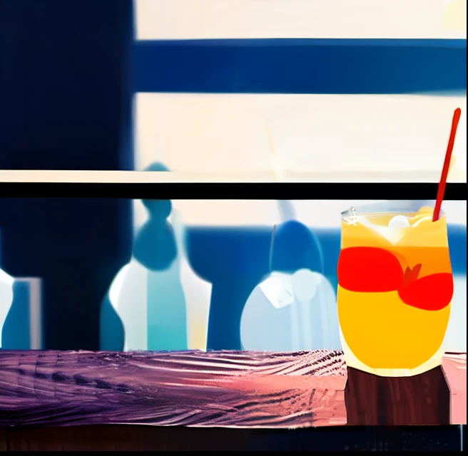Cocktail Glass with miniture beach inside, looking in one finds the whole beach inside a cocktail glass