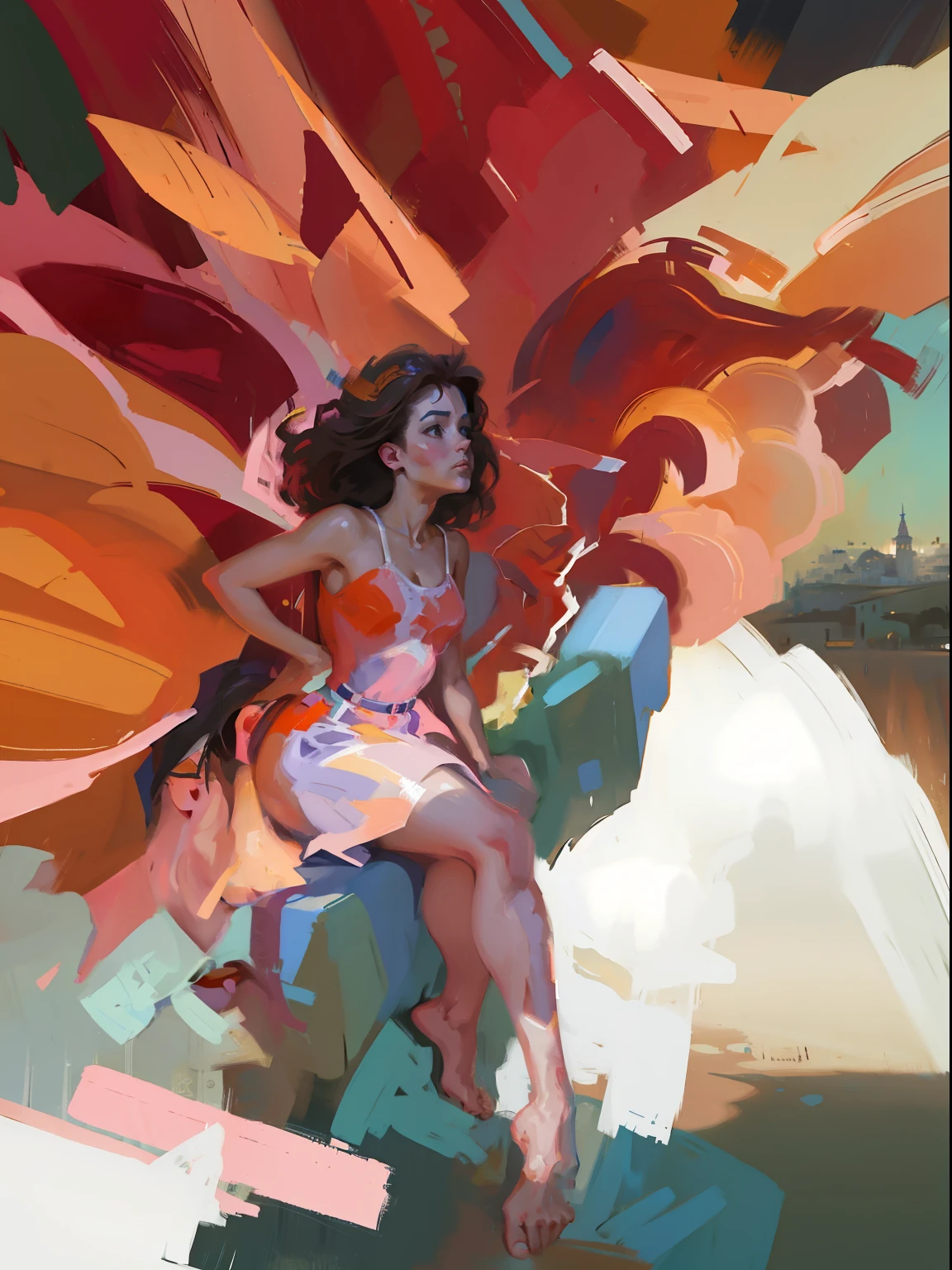 pintura de uma pintura de uma flor com um monte de cores, inspirado em Julian Schnabel, inspirado por Abraham van Calraet, inspirado em Cecily Brown, inspirado em Esteban Vicente, inspirado em Lois Dodd, inspirado por James Brooks, inspirado em Jacob Jordaens, digital oil on canvas, inspirado em Pamela Ascherson, inspirado em Elaine de Kooning