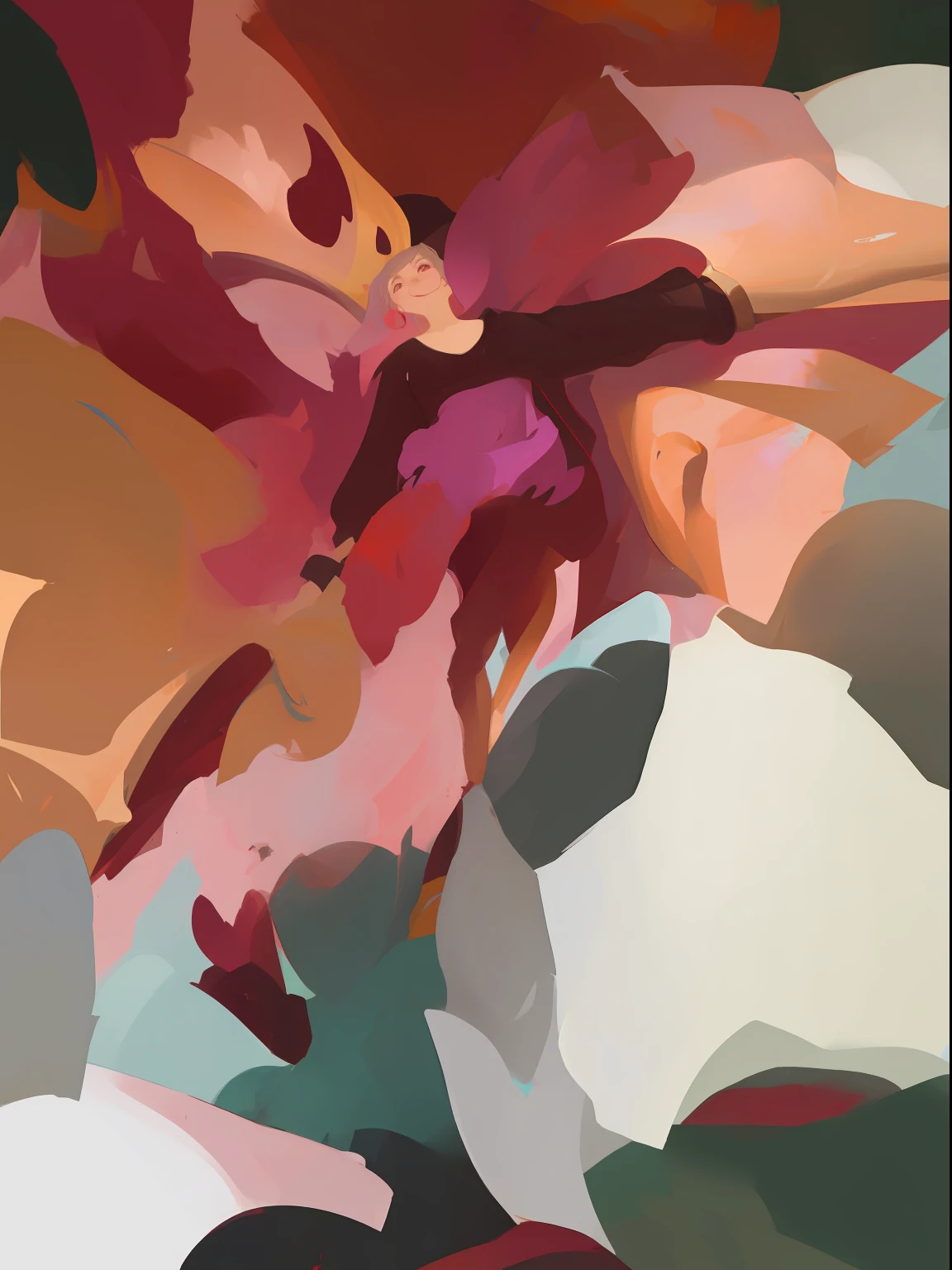 pintura de uma pintura de uma flor com um monte de cores, inspirado em Julian Schnabel, inspirado por Abraham van Calraet, inspirado em Cecily Brown, inspirado em Esteban Vicente, inspirado em Lois Dodd, inspirado por James Brooks, inspirado em Jacob Jordaens, digital oil on canvas, inspirado em Pamela Ascherson, inspirado em Elaine de Kooning