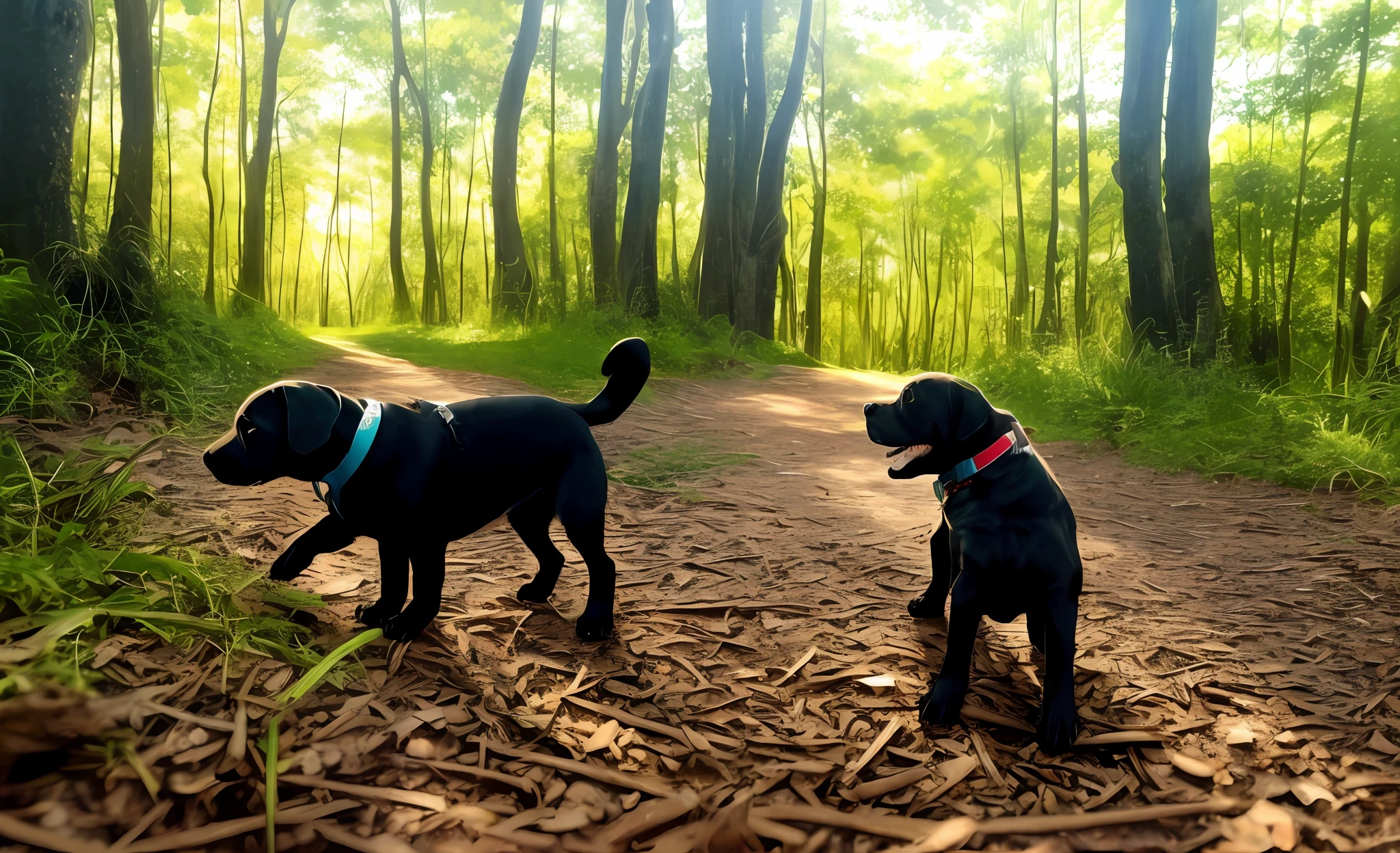 o cachorrinho，Hiromei，The sun shines into the woods，The details are clear