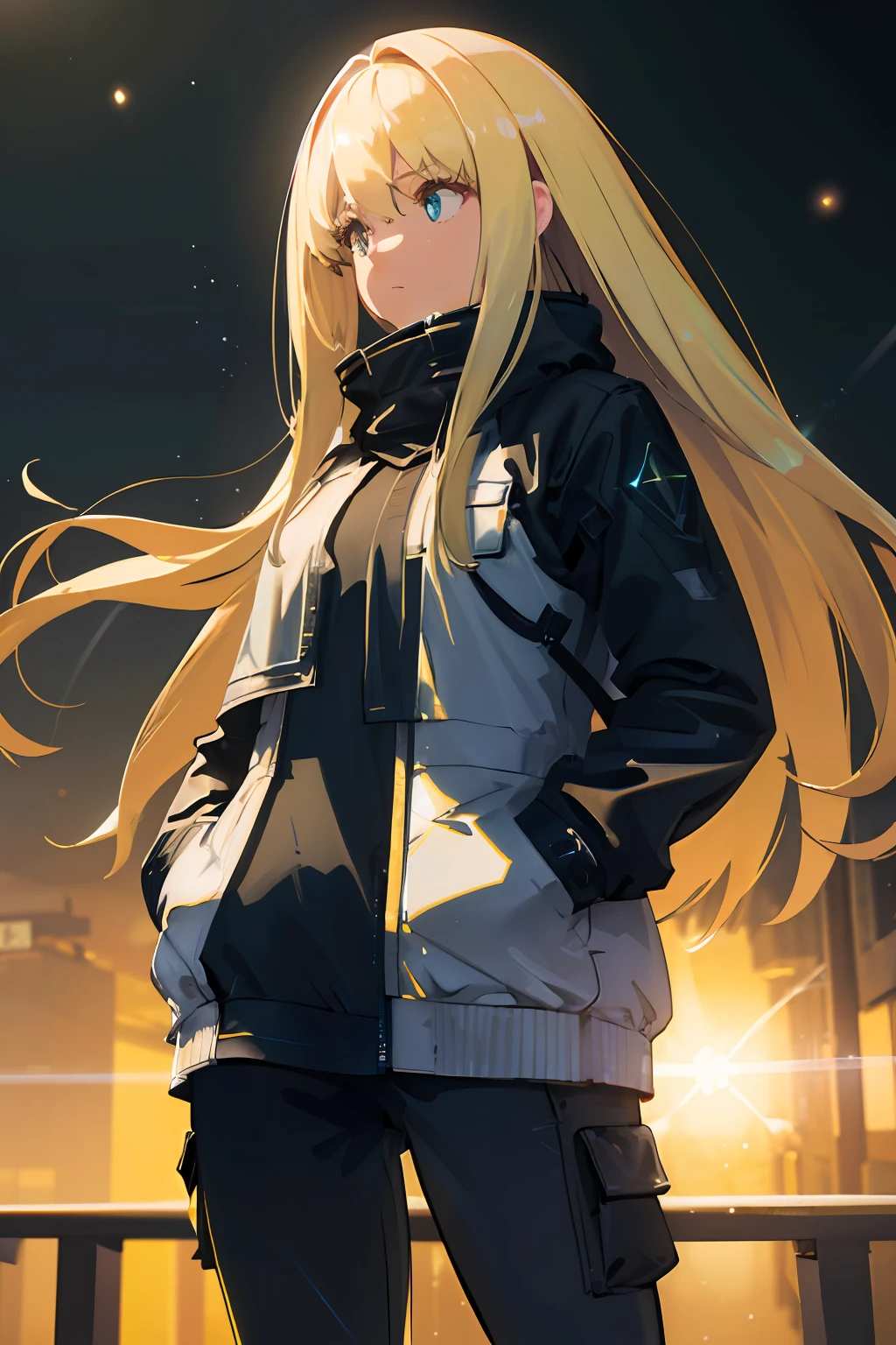 a girl blowing a big bubblegum with both of her hand in her pocket , (hands in pocket:1.4), (big bubblegum:1.4), (Shibuya:1.4), (night lights:1.4), (Thick Body:1.4), (Long Blond Hair:1.4), Green Eyes, HDR (High Dynamic Range), Ray Tracing, NVIDIA RTX, Super-Resolution, Unreal 5, Subsurface Scattering, PBR Texturing, Post-Processing, Anisotropic Filtering, Depth-Of-Field ,Maximum Clarity And Sharpness, Multi-Layered Textures, Albedo And Specular Maps, Surface Shading, Accurate Simulation Of Light-Material Interaction, Octane Render, Two-Tone Lighting, Low ISO, White Balance, Rule Of Thirds, Wide Aperture, 8K RAW, Efficient Sub-Pixel, Sub-Pixel Convolution, (Luminescent Particles:1.4), {{Masterpiece, Best Quality, Extremely Detailed CG, Unity 8k Wallpaper, 3D, Cinematic Lighting, Lens Flare}},
