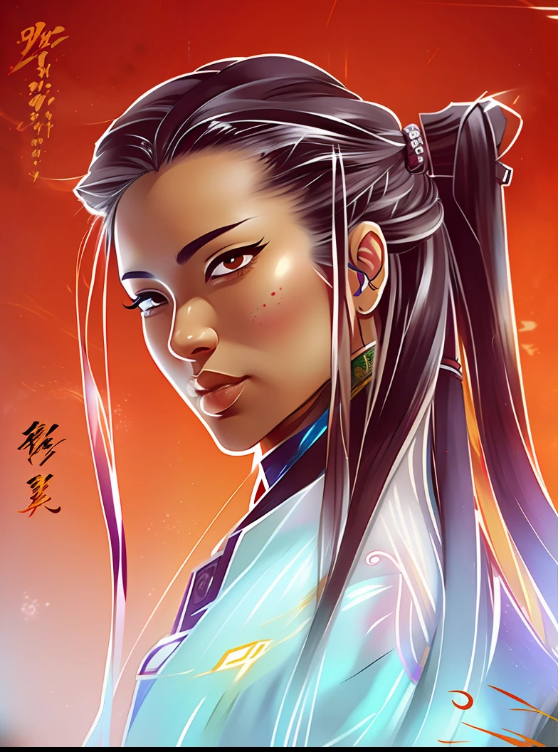 A painting of a woman with long hair tied in a ponytail, beautiful line art, flowing hair and long robes, by Yang J, anime tribal boy with long hair, Inspired by Seki Dosheng, perfect lineart, author:Li Fangying, Line art, heise jinyao, handsome guy in demon killer art, Clean line art, author:Qu Leilei