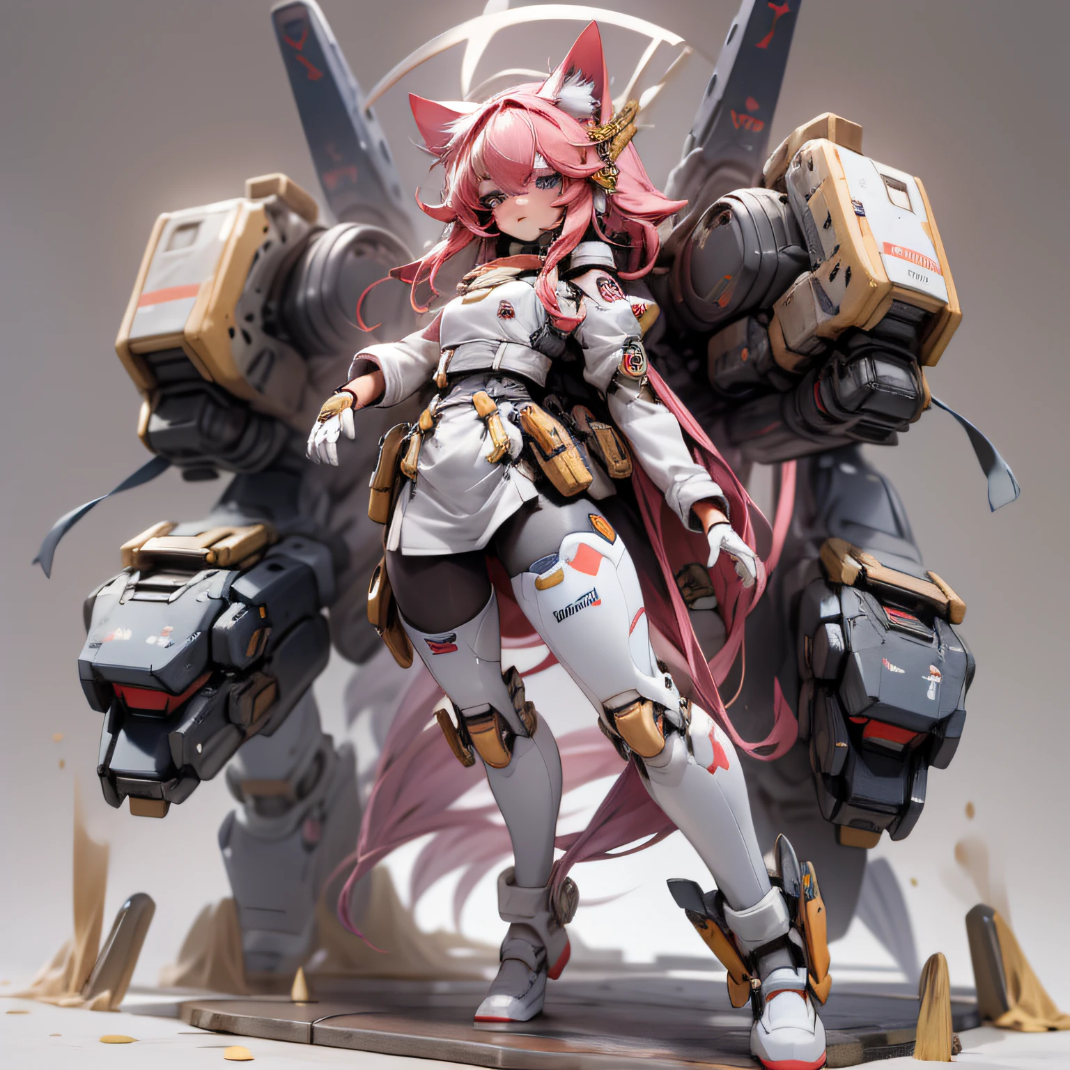 chibi，Full body, Minimake，The hull is very short................，Little Dwarf，，Mecha Body，Mecha limbs，Mecha Arm，Mecha legs，My favorite cat ears