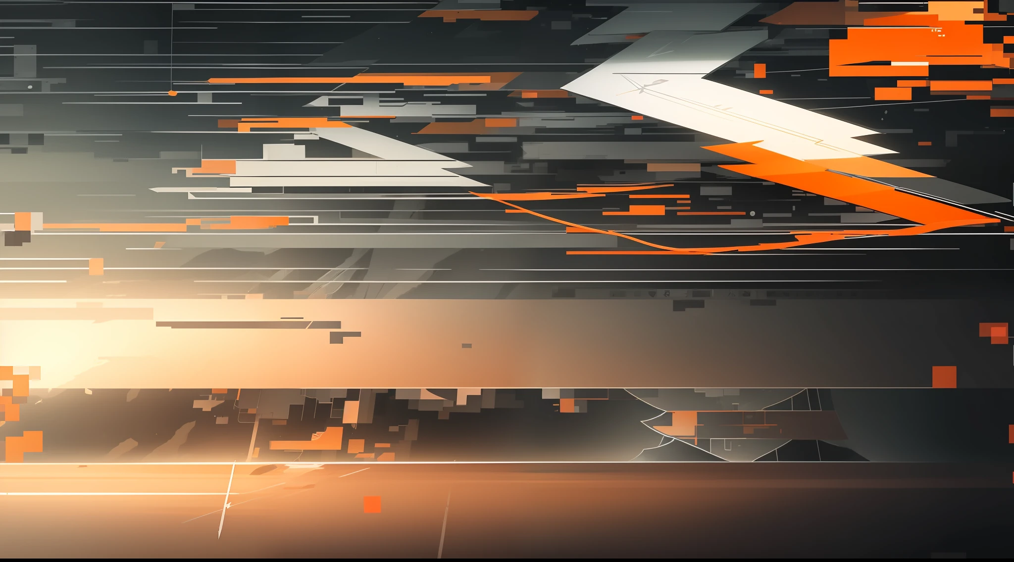 Draw 6 arrows,Expression speed,Add a visual blur effect,The background image is disturbed and pixelated by the snowflake screen。Preserves the original image base color,,The overall picture is clean and tidy,The main color is gray,Orange colors,blue colors,red colour,low-saturation