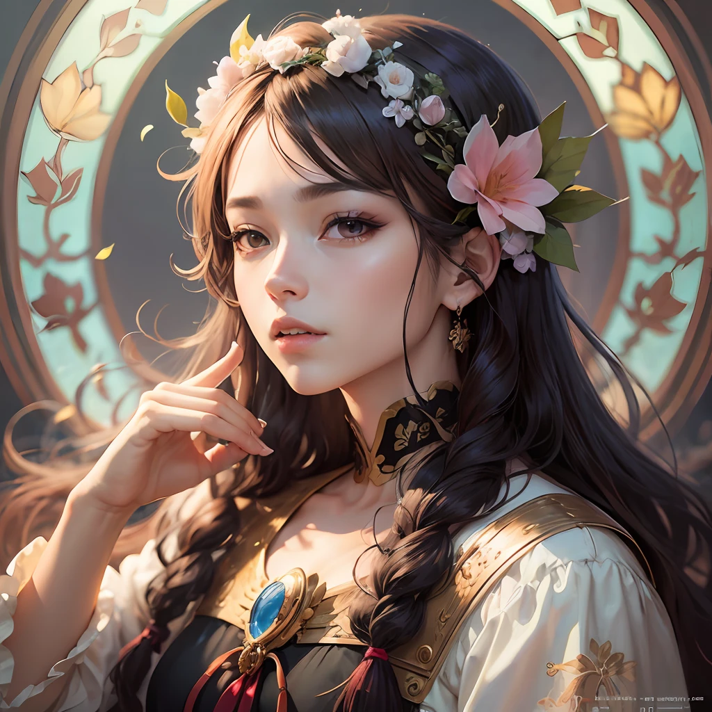 Painting of a man with a flower crown on his head, Pisif Art Station, detailed digital Anime Art, Korean Art Nouveau anime, beautiful anime portraits, detailed fanart, High quality portraits --auto --s2