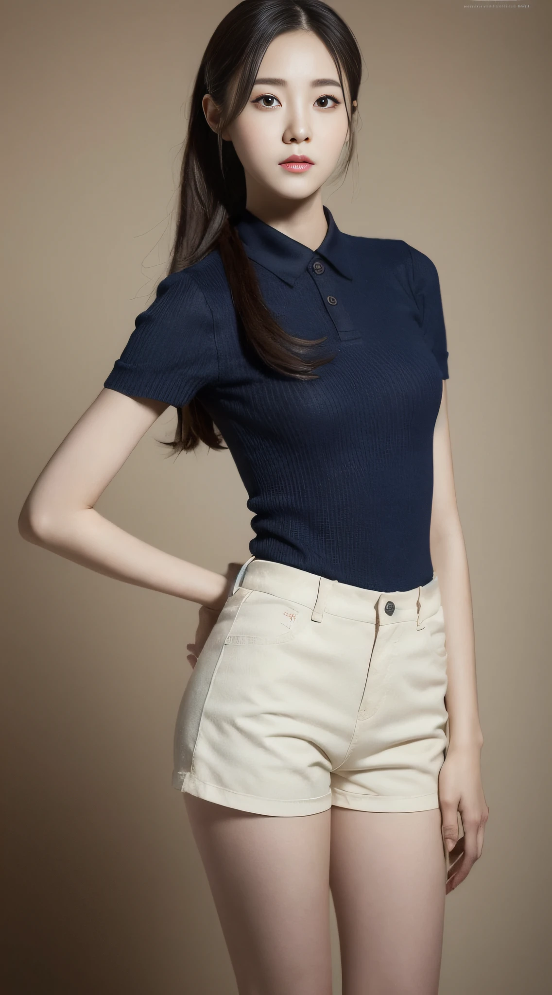 A woman wearing tight shorts and short-sleeved clothes poses for a photo，A photograph inspired by Ma Yuanyu，Tumblr，hentail realism，dilraba dilmurat，beautiful Korean women，Korean girls，cute korean actress，Beautiful Korean young woman，gorgeous korean young woman，Young and cute Korean face，Kim Young-hin，ruan jia beautiful！，Korean female fashion model