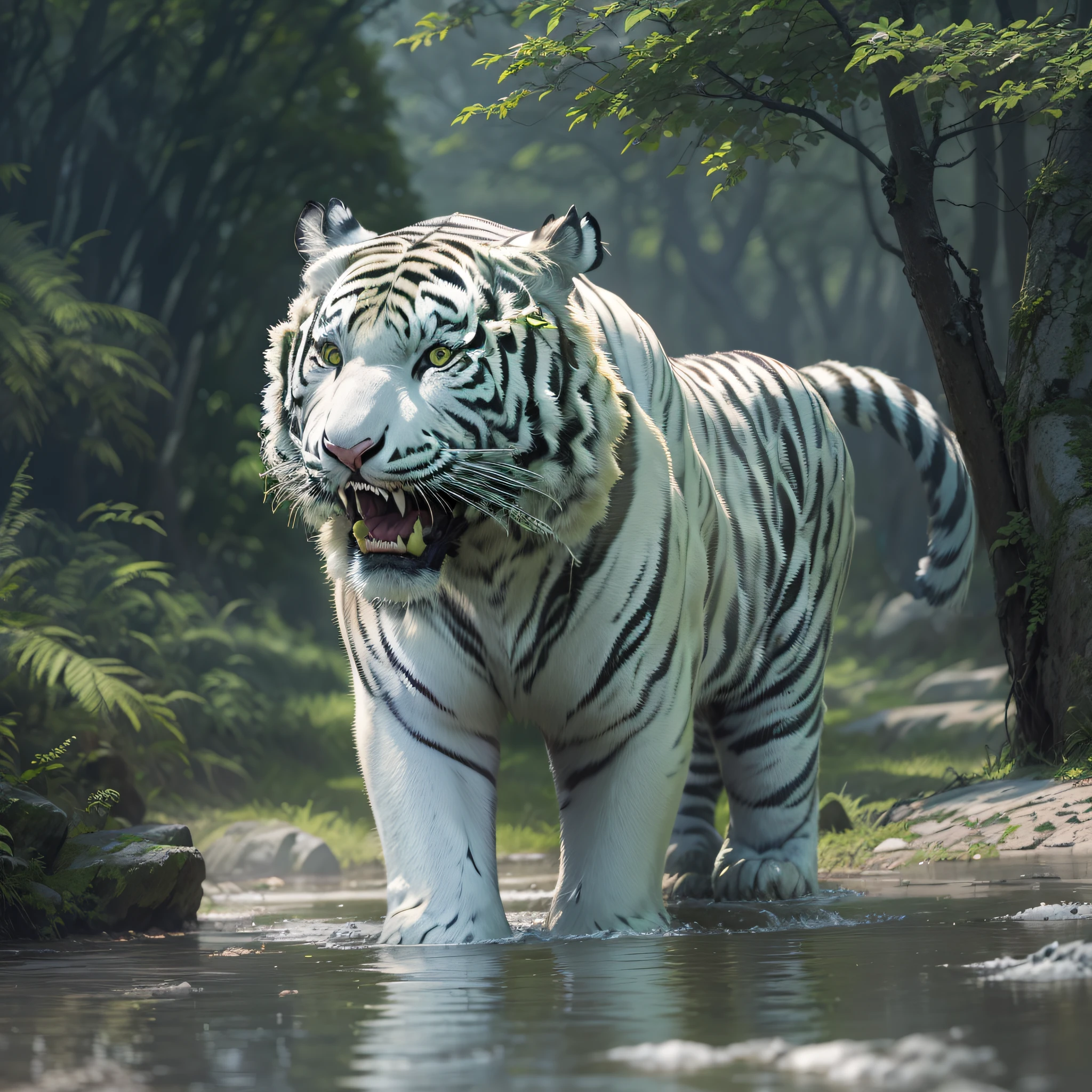 Paired with the tail of a white tiger