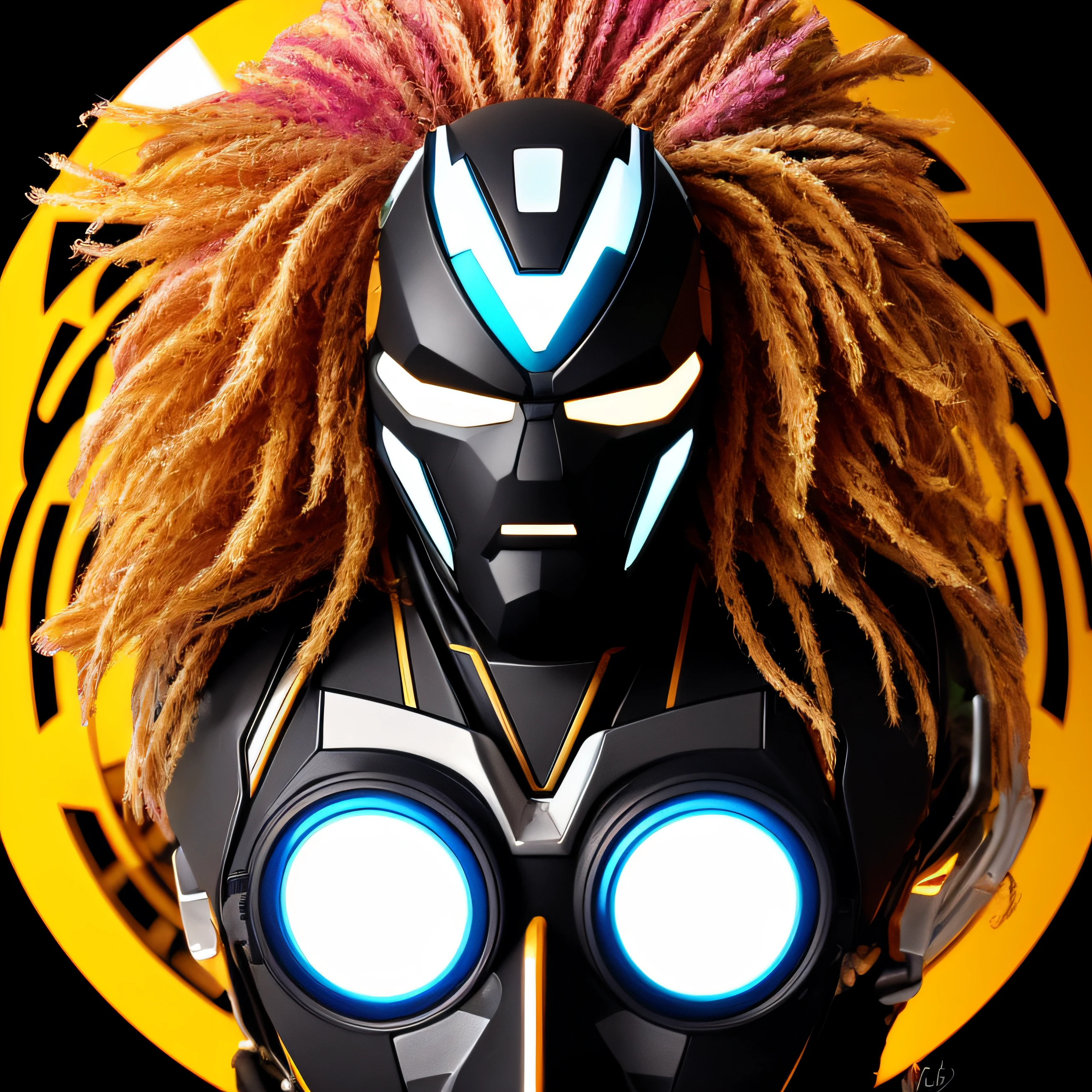 Create a super technological mask, futurista, Tribal, africana, super colorida e com muitos detalhes, fundo branco, 8k, melhor qualidade, imagem profissional, sem sombras, cores vivas, 24k