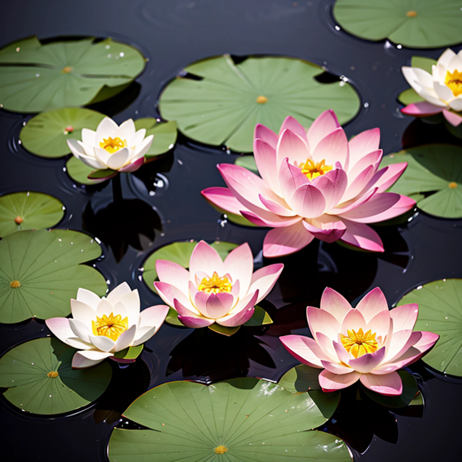 lotuses，lotus flower,willowy，8K，best qualtiy，tmasterpiece：1.2），realisticlying，（realisticlying：1.37），A detailed，best qualtiy，A high resolution,Photo level,Don't be characterized，Light pink flowers, hasselblatt,Photo level,negative space，Clear reflection，Most of the white space