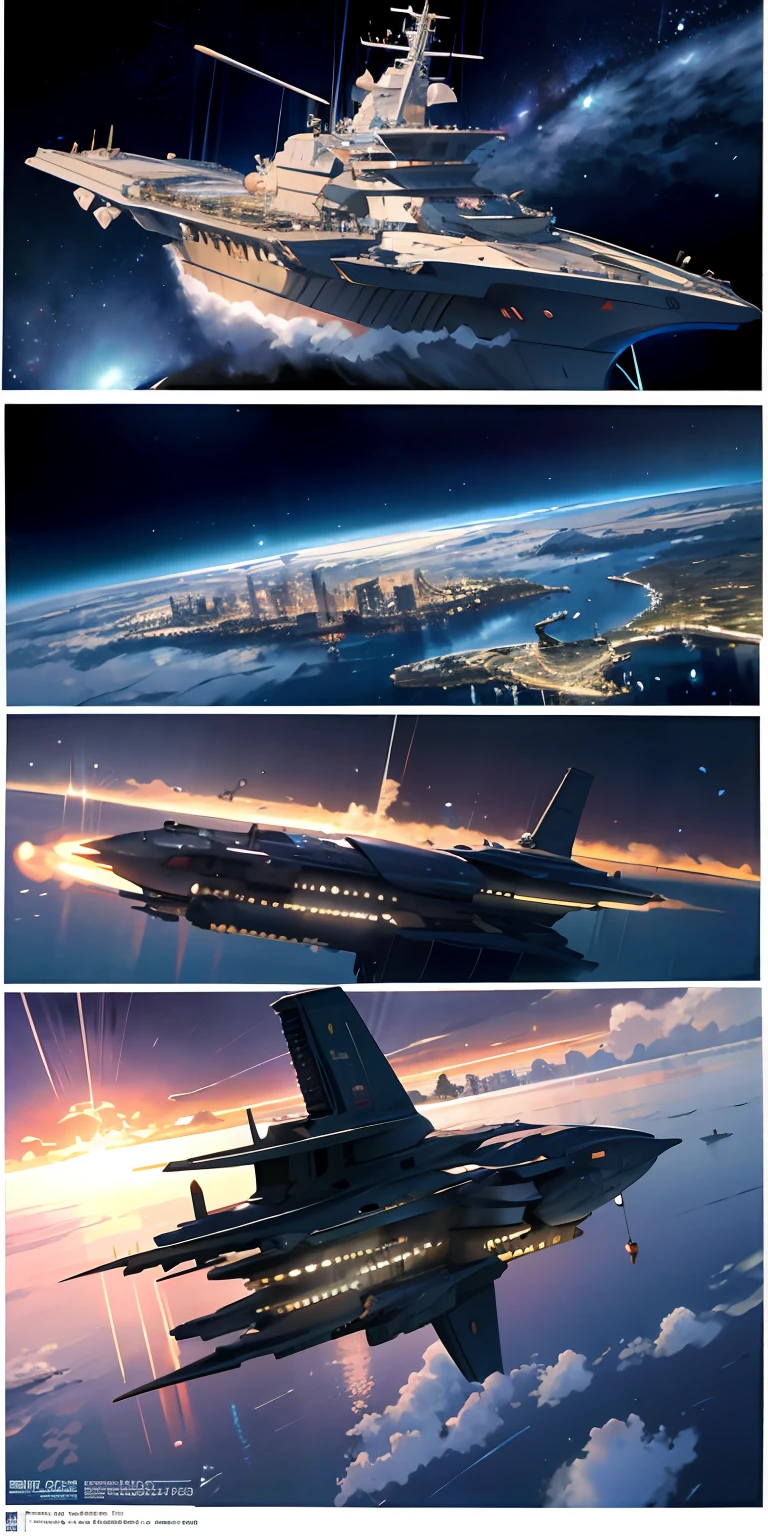 Outrageous resolution、hight resolution、(masterpiece:1.4)、ultra-detailliert、1 juvenile、Seen from above、spaces、floating、 、Lake Biwa Terrace、Space Battleship Yamato、 --v 6