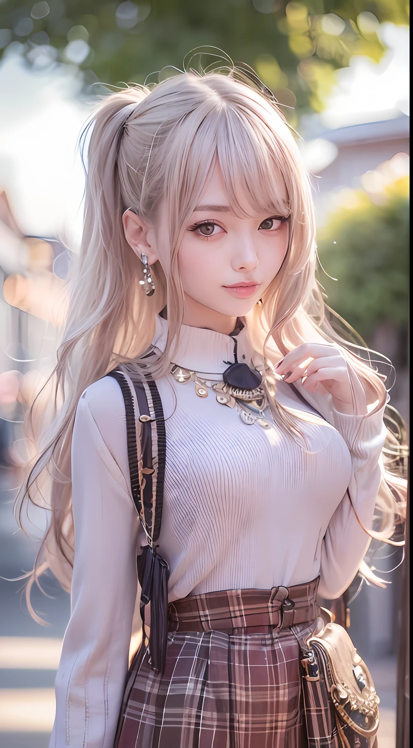 {{(masutepiece) (8K High Resolution) (top-quality) (ultra-definition) (A hyper-realistic) (Beautiful One Girl) (Raw photography) (Photorealsitic) (ighly detailed) (Photographed by a professional photographer) (Perfect beautiful face) (Perfect body) (Face and body without defects) (Detailed beautiful white skin) (biologically correct) (Physically correct) (tre anatomically correct) (Five Fingers) (9th class) (sixteen years old) (japanes) (FULL BODYSHOT)}} (Loose blouse) (Plaid miniskirt) (Walking in the city) (Very beautiful long legs) (Long pink hair) (Distract your gaze) (Very beautiful long eyes) (Very Beautiful Japan Beautiful Girl) (Very beautiful well-groomed face) (narrow beautiful nose,,) (Very cute red lips) (Beautiful thin eyebrows) (Beautiful double eyelids) (Canon F/2.8 500 mm) (blured background) (Thigh stockings) (Cute boots) (Beautiful silver earrings) (Subject of the entire screen) (Cute smile) (Very beautiful Japan face of a person)