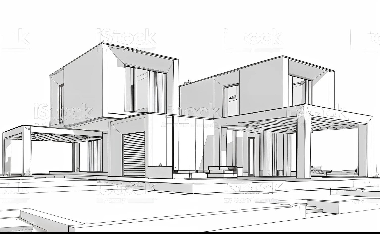 The villa is located in the green forest, Daylight, blue sky, detail, brilliantly beautiful