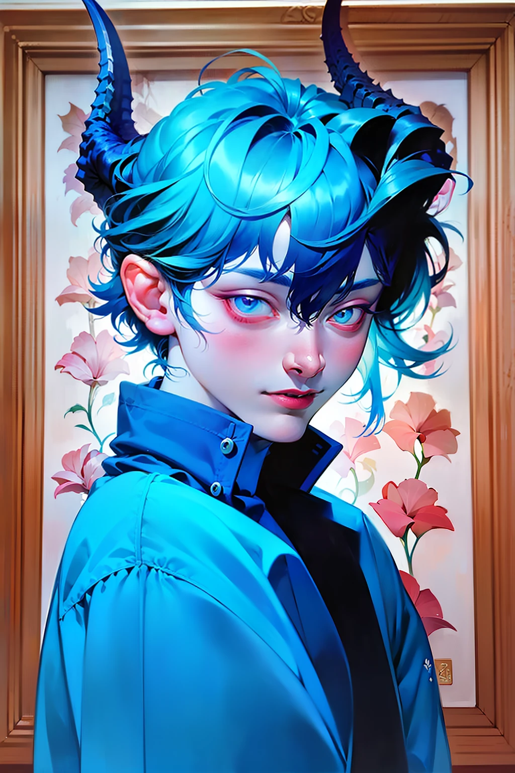 A blue-haired boy