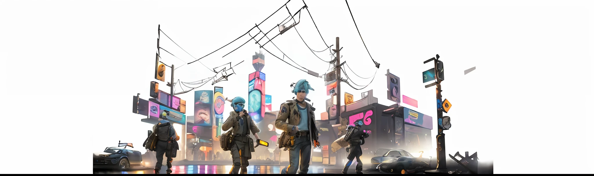 tmasterpiece,k hd,high qulity,detailed detail,high high quality,(The protagonist,Firearms,eye glass,Ear hairpins,Tactical headsets),(Blue hair,Nice looking clothes,Layering of details:1.2),rich details,Bow shoes,Beautifully dressed,depth of fields,Contour light,Contre-Jour,((Cyberpunk streetscape,On the street,the night,Under street lights,Glowing weapons:1.2)),Realistic light and shadow changes,police cars,