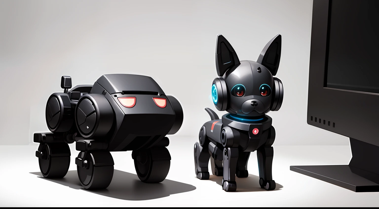 Cute robot dog,monochrome