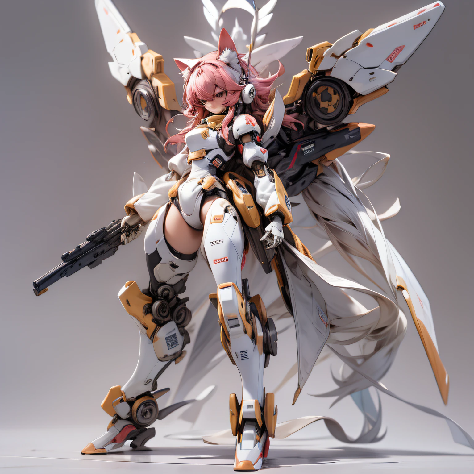 lean, chibi, Full body, Minimake, Mecha Body, Mecha legs, My favorite cat ears,Mecha Wings