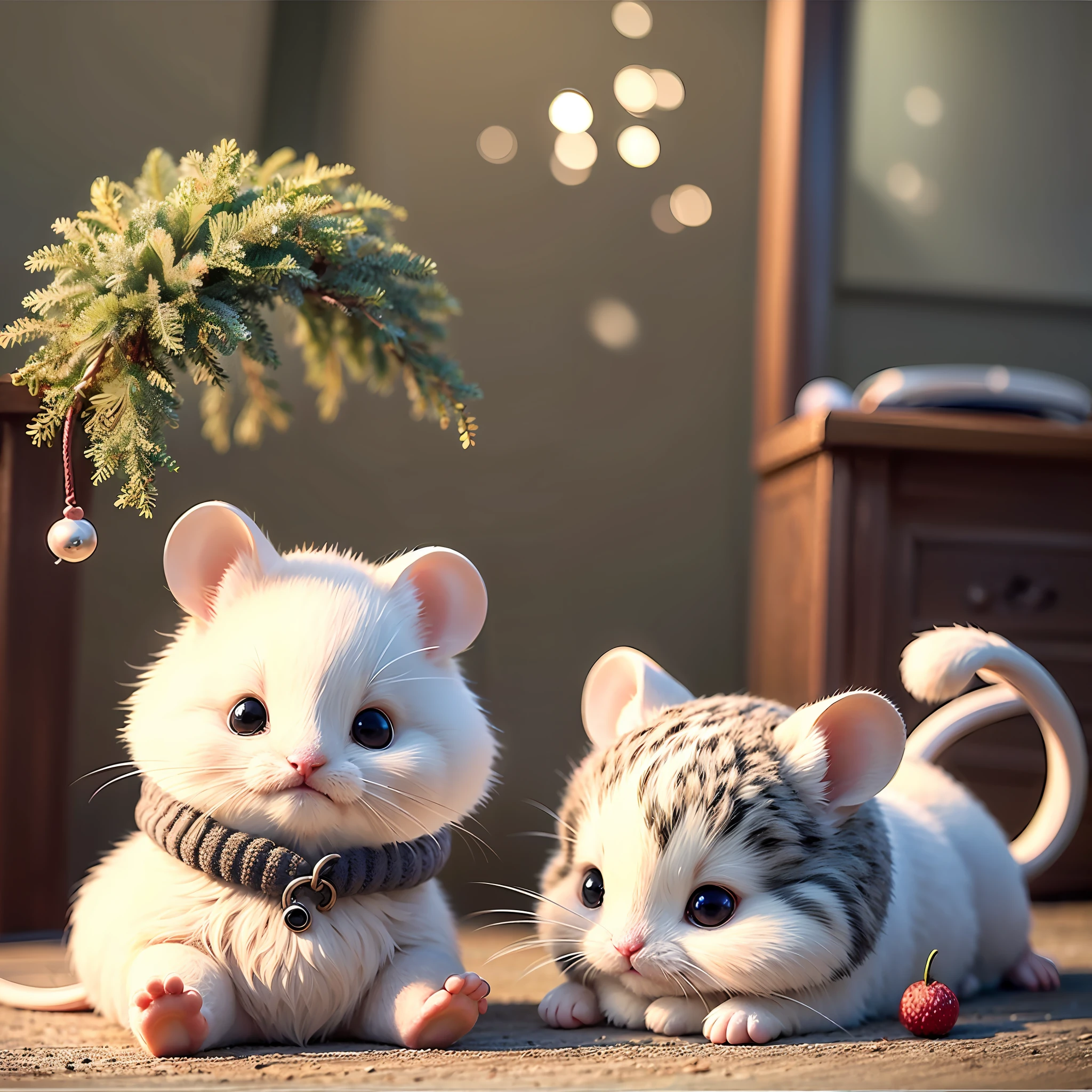 A mouse,stump,,adolable,fluffly,realisticlying,gentlesoftlighting,Face the lens