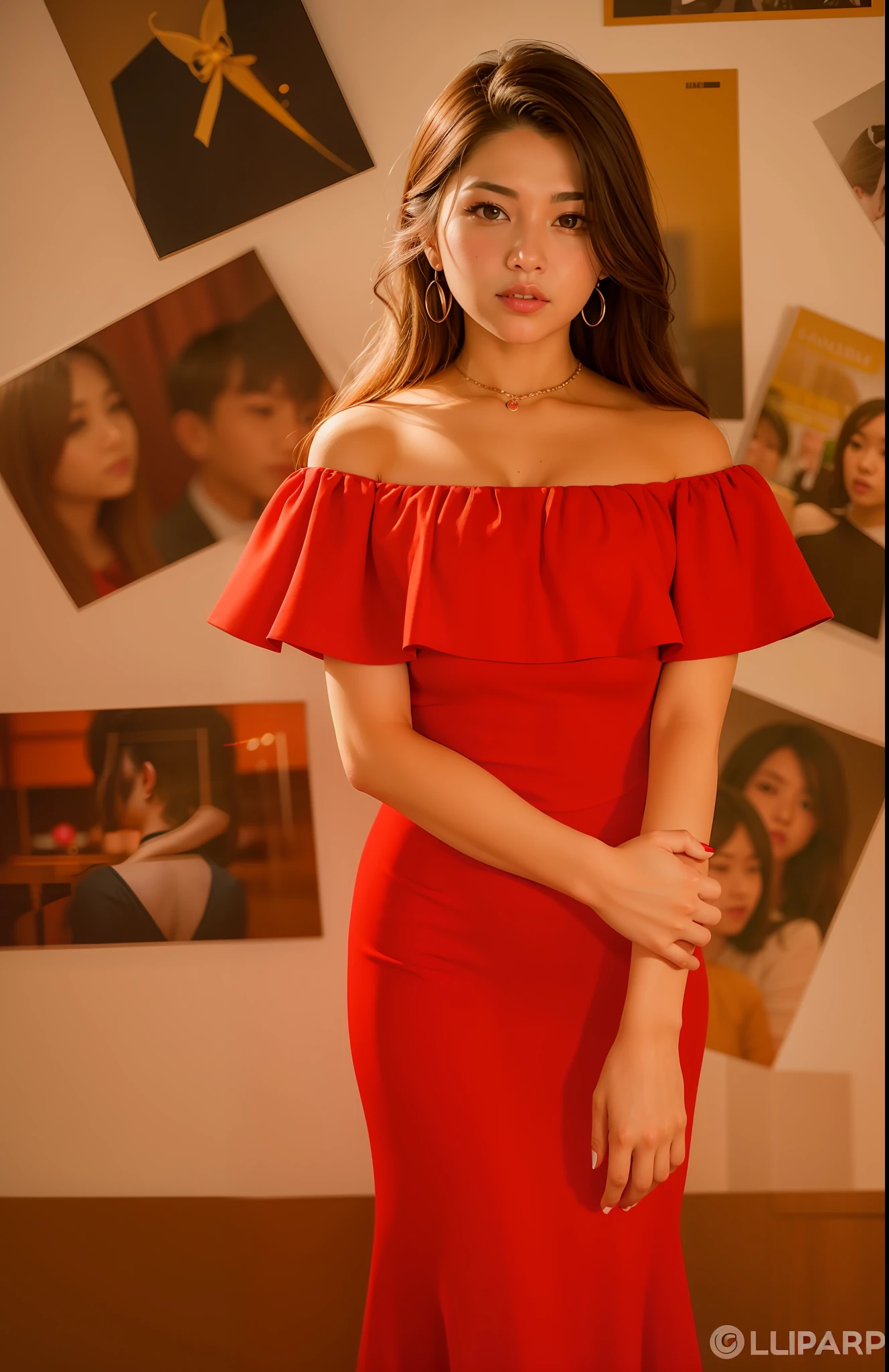 arafed woman in a red dress posing for a picture, in a red dress, in a red dress, girl wears a red dress, Wearing a red cheongsam, Wearing a red dress, Red dress, elegant red color dress, dark red color, red mood in background, sexy red dress, wearing red formal attire, shaxi, short red dress, Red clothes