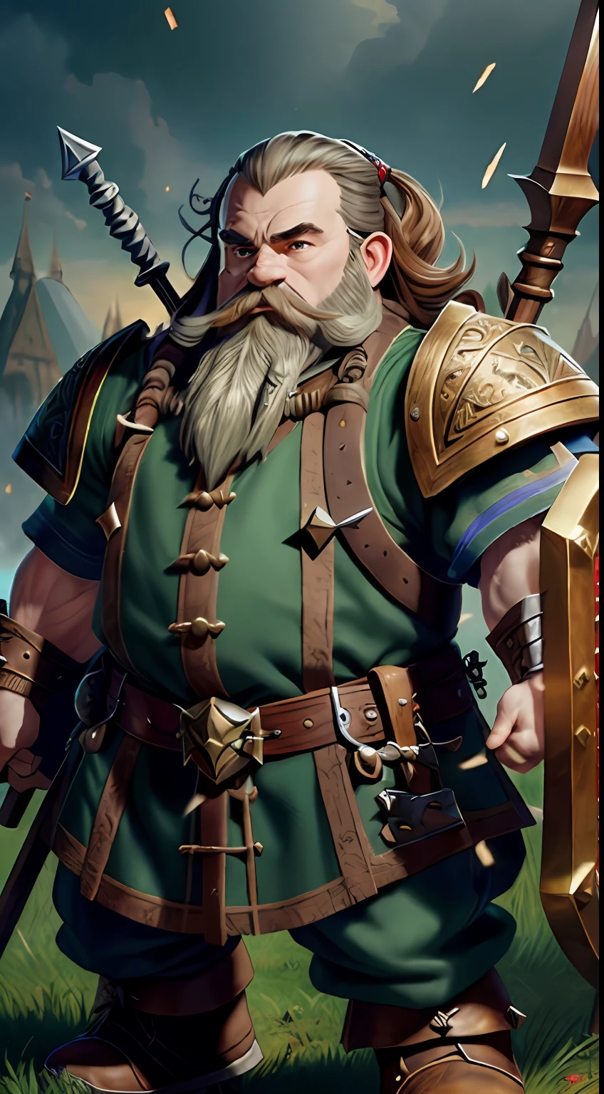 Masterpiece, Best quality, High quality, Highly detailed, Extremely detailed 8k wallpaper, Hyper-detailed, high resolution, A high resolution, absurderes, intricately details
(photographic photogenic photo, Rule of thirds) 's ((handsome rugged)) bowser male ((dwarf cleric)), nice hair
wearing cleric armour, wielding a warhammer and a shield with an anvil holy symbol
(F1.8 bokeh). Studio quality picture, direct light. in awe.
Perfect anatomy, perfect thighs, Detailed face, Detailed eyes, Perfect hands, retraced face
fantasy D&D art