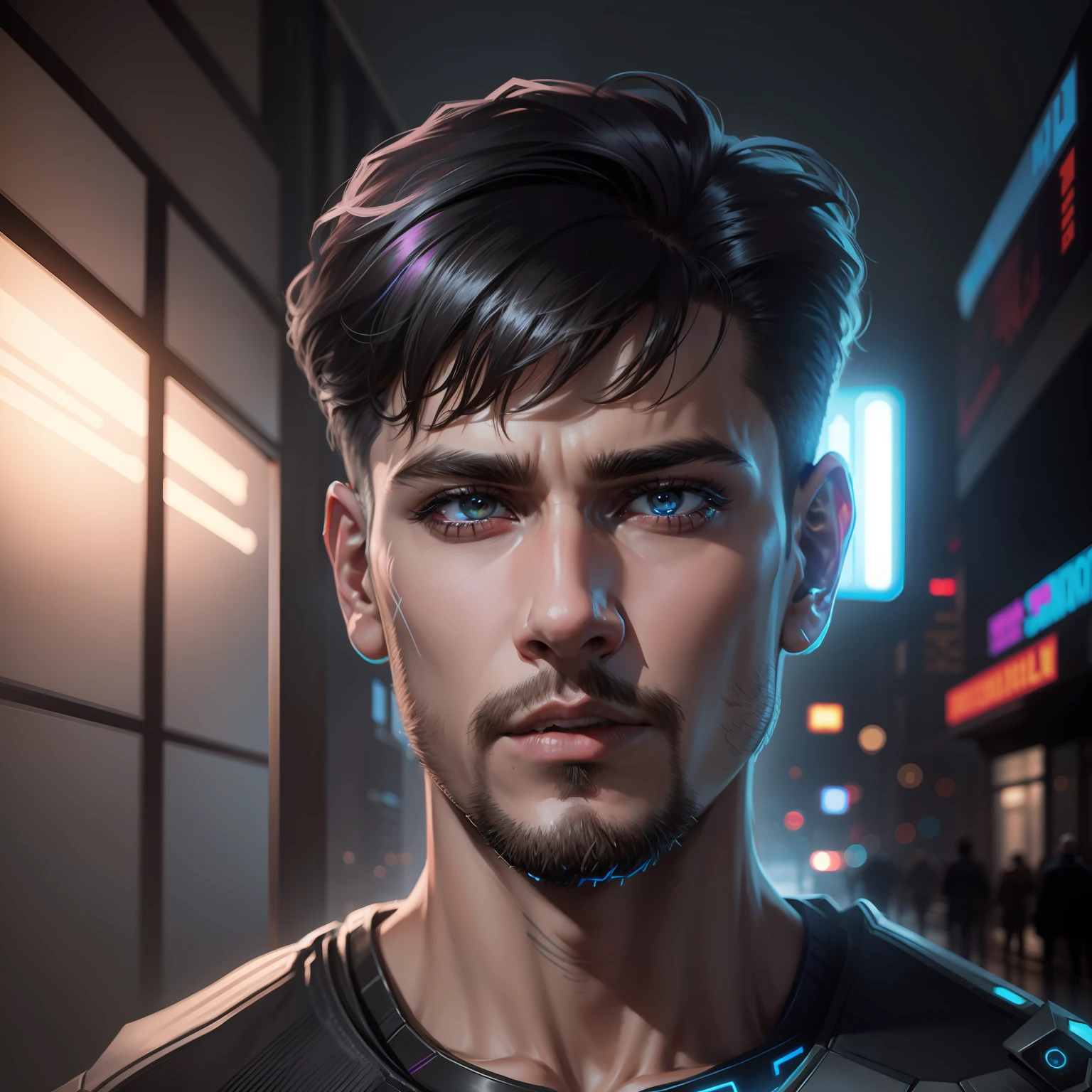 Change background cyberpunk handsome boy, realistic face, 8k, ultra realistic,
