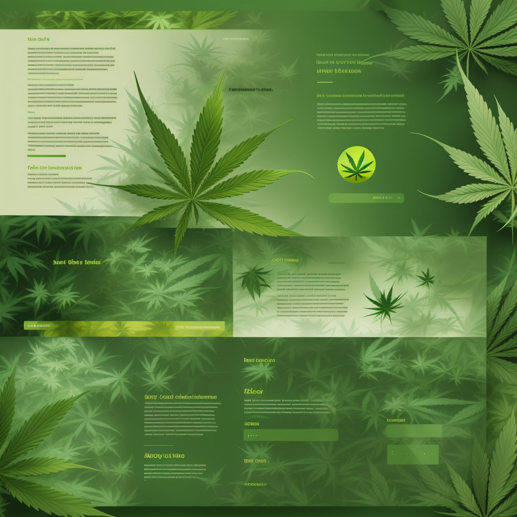 Introducing page presentation design, cannabis theme, "Na Brisa" page name, engaging, harmonious color scheme, natural greens, creative, good vibes design, text description introducing the page's content, text legible and easy to understand ,captivating, infographic, smoke