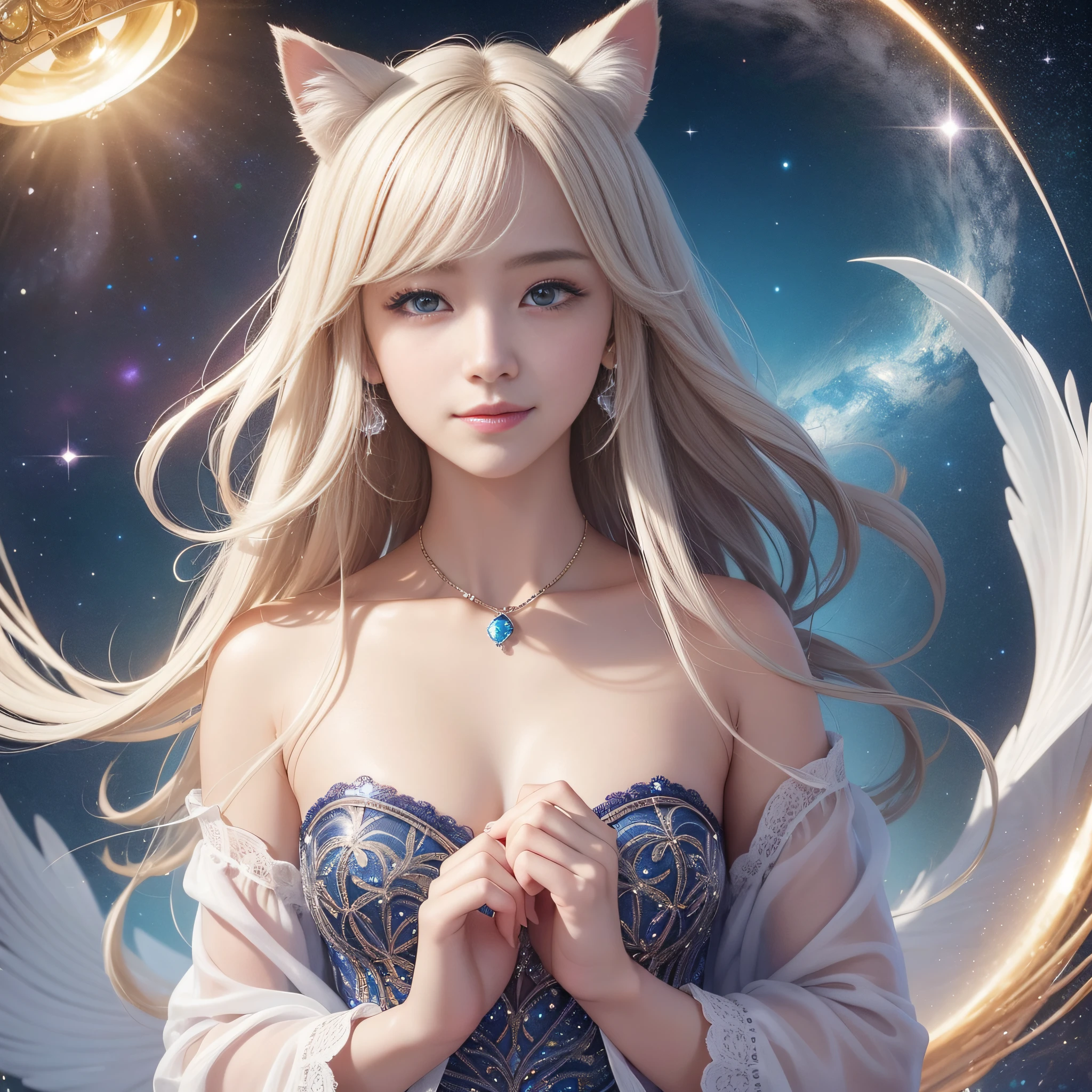 Cute cat in clothes,fluffy hair, Anthropomorphic representation, Rich colors, exquisitedetails, masutepiece, Realistic,artsation, nffsw, Realistic, Unreal Engine , Real light and shadow, Beautiful rich colors, Amazing details, High quality,A pair of ears、eye color is bright、Have a deep gaze。Its color shines like a jewel、Deep, As if spreading like space。
There is a moist shine in his eyes.、Shine like tears。The glow is like a star々It seems to illuminate the darkness of the universe.、Mysterious and enchanting。
long eyelashes that spread beautifully around the eyes,.、Makes the eyes even more attractive。There is such elegance that eyelashes envelop the eyes。
There is a faint light in his eyes.、Expressions that make you feel joy and happiness.。You may see a calm expression as if you are smiling..。
This beautiful eye picture is、As a symbol of beauty, It deeply moves the viewer.。The brilliance of those charming eyes is、、Engage your audience、It leaves an eternal impression on your mind。The universe is delicately depicted。 My eyes are moist、Shine like tears。The glow is like a star々It seems to be flying in space.、Mysterious and enchanting。 The expression of this eye is calm and、Oozing joy or affection。That smile is heartwarming.、It will bring happiness to the viewer.。 The eyes of this pretty woman are、It is like a gemstone with the mystical glow of the universe.、It brings viewers a feast of deep emotions and beauty.。Its shining eyes are、It imprints an eternal impression on the viewer's mind.。