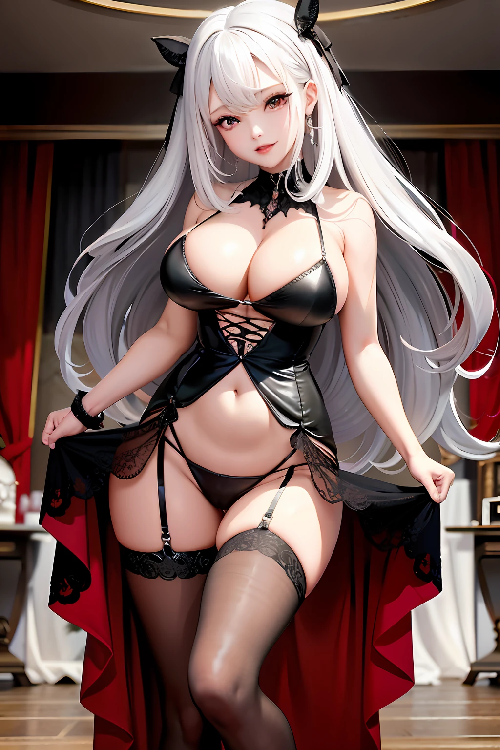 shenhe, Kizi,独奏,office backdrop,hair between eye,Emerald diamond necklace,hair adornments,long whitr hair,silber hair,braidedhair,silver short nails,Silver eyes,tmasterpiece,inside in room,Be red in the face,A sexy pose,sensual breasts,really large bust,Lively eyes,Lively breasts,breasts out,Very large breasts,The breast is exposed,Belly exposure,Sexy buttocks,The expression is shy,(NSFW),Black lace accessories at chest,is shy,White breasts,Giant breasts,Large lateral breasts,Giant cleavage,Huge lateral breasts,Slender abs,The bust is perfectly shaped,The chest is straight forward,Sexy thighs,Sexy collarbone,The neck is slender,Re-emulsification,Chest straight,Sexy abs,Vest line,Mermaid line,Sexy buttocks,Very sexy breasts,The lateral breasts are lively and erect,Breasts burst out of the bra,Thick thighs,The calves are slender,Larger eyes,Short height,Silver pupils,二重まぶた,long eyelasher,smaller nose,Small lips,Redlip,The arms are slender,Hourglass figure,stroking breasts,lip bite,Breasts burst out of the bra,huge tit,Sexy figure,Royal sister figure,Royal sister temperament,black lace bras,Black lace tunic,Black lace panties,black micro skirt,blacksilk,Black heels,Black corset,Black lace stockings,Black lace bracers,Black lace lumbar pads,Skin whitening,White skin,Black lace bikini