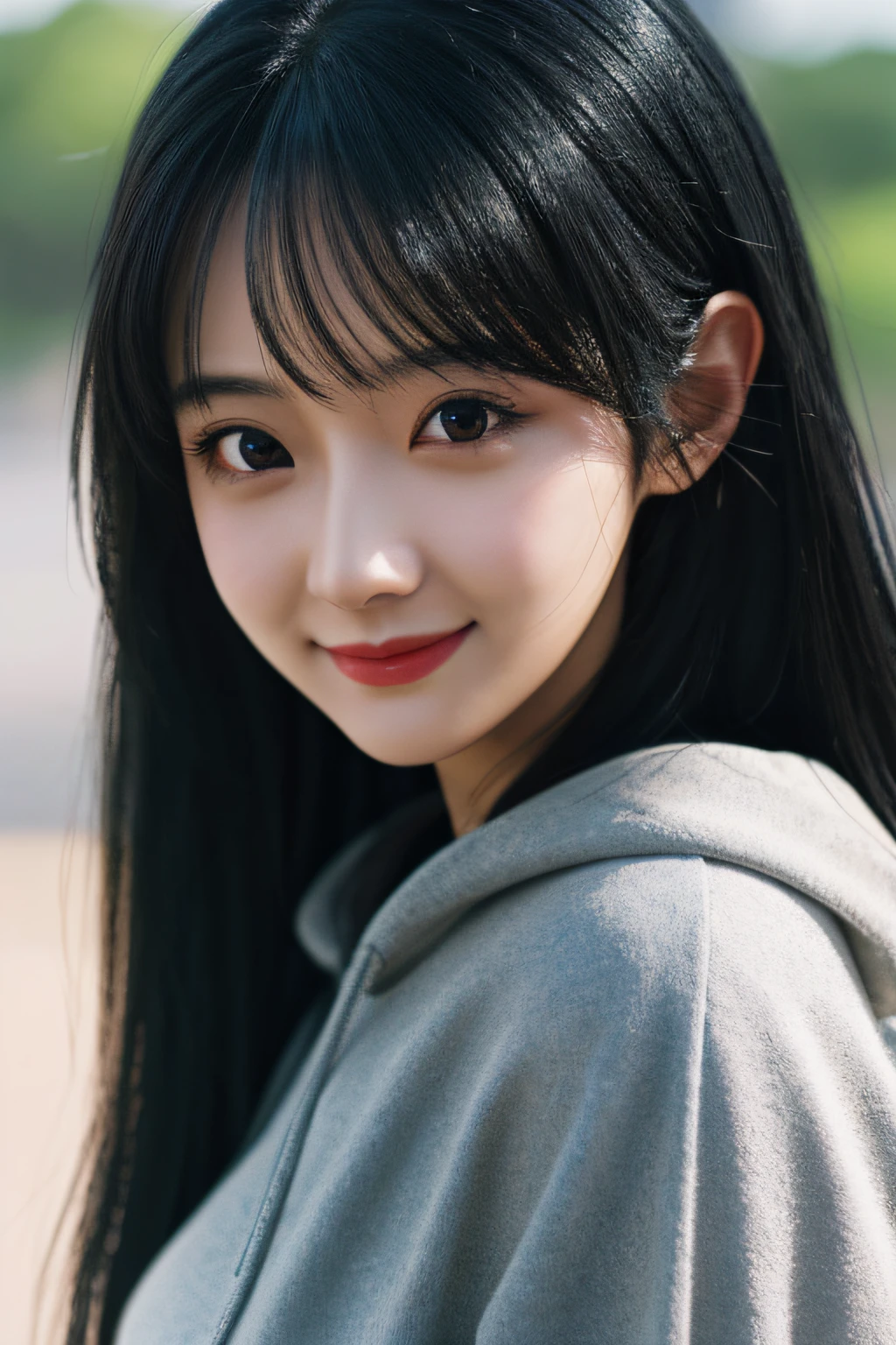 Highly detailed image quality, best quality, super detailed, photorealistic, highly detailed anime images, unparalleled beautiful girl, long black hair, highly detailed eyes, highly detailed face, highly detailed expression, smile