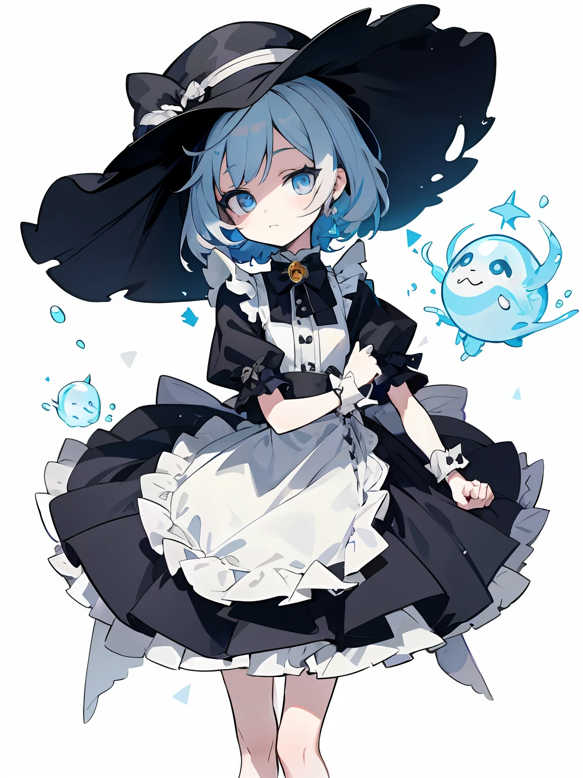 a close up of a person in a dress and hat, cute anime waifu in a nice dress, in dress, small curvaceous lolietty anime character design, gothic maiden anime girl, anime girl in a maid costume, Splash art anime Loli, anvisual of a cute girl, small loli girl, Moutfit, style of magical girl,Natsuhi Girl,Black Maid,Bow knot,rococo