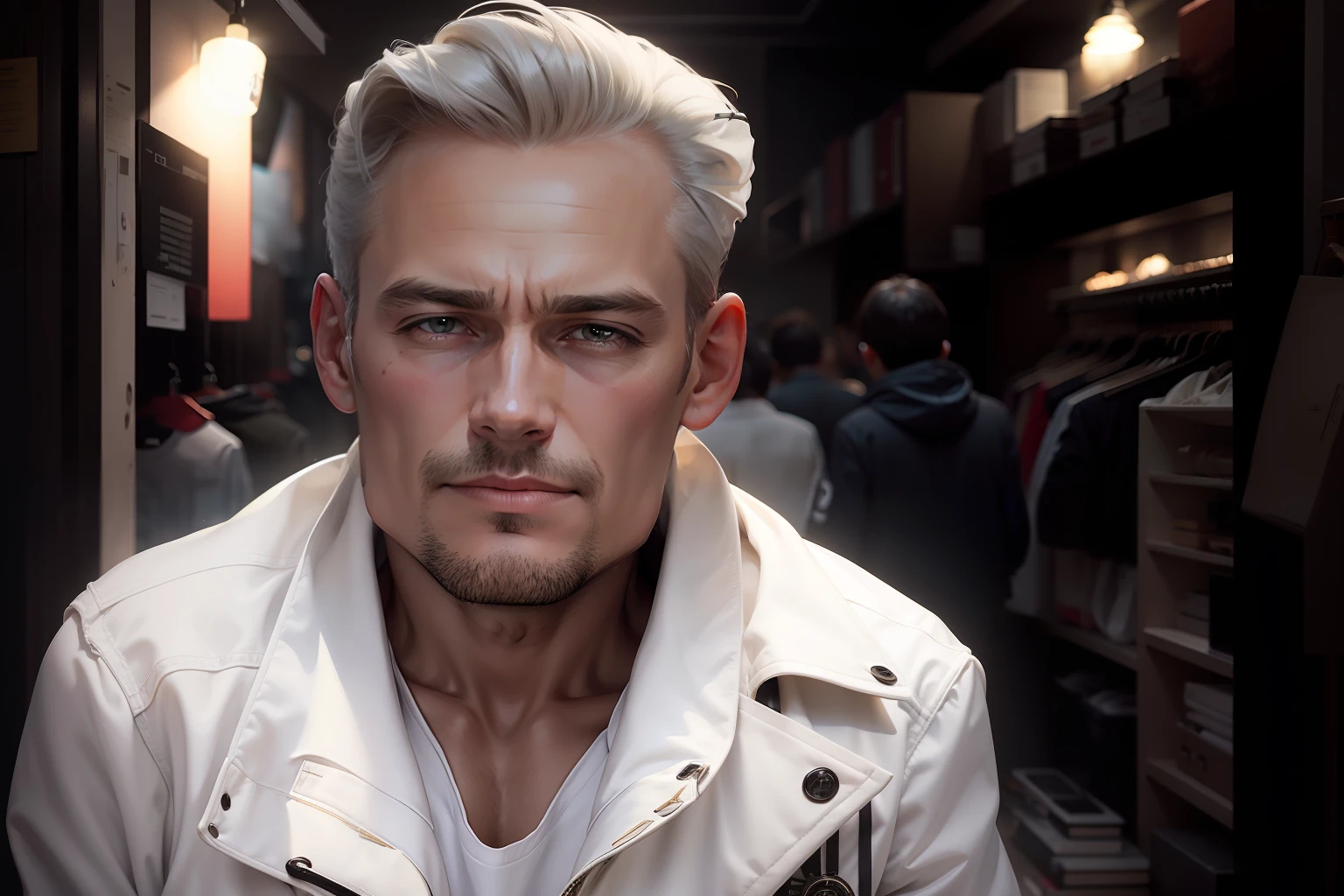 white jacket details