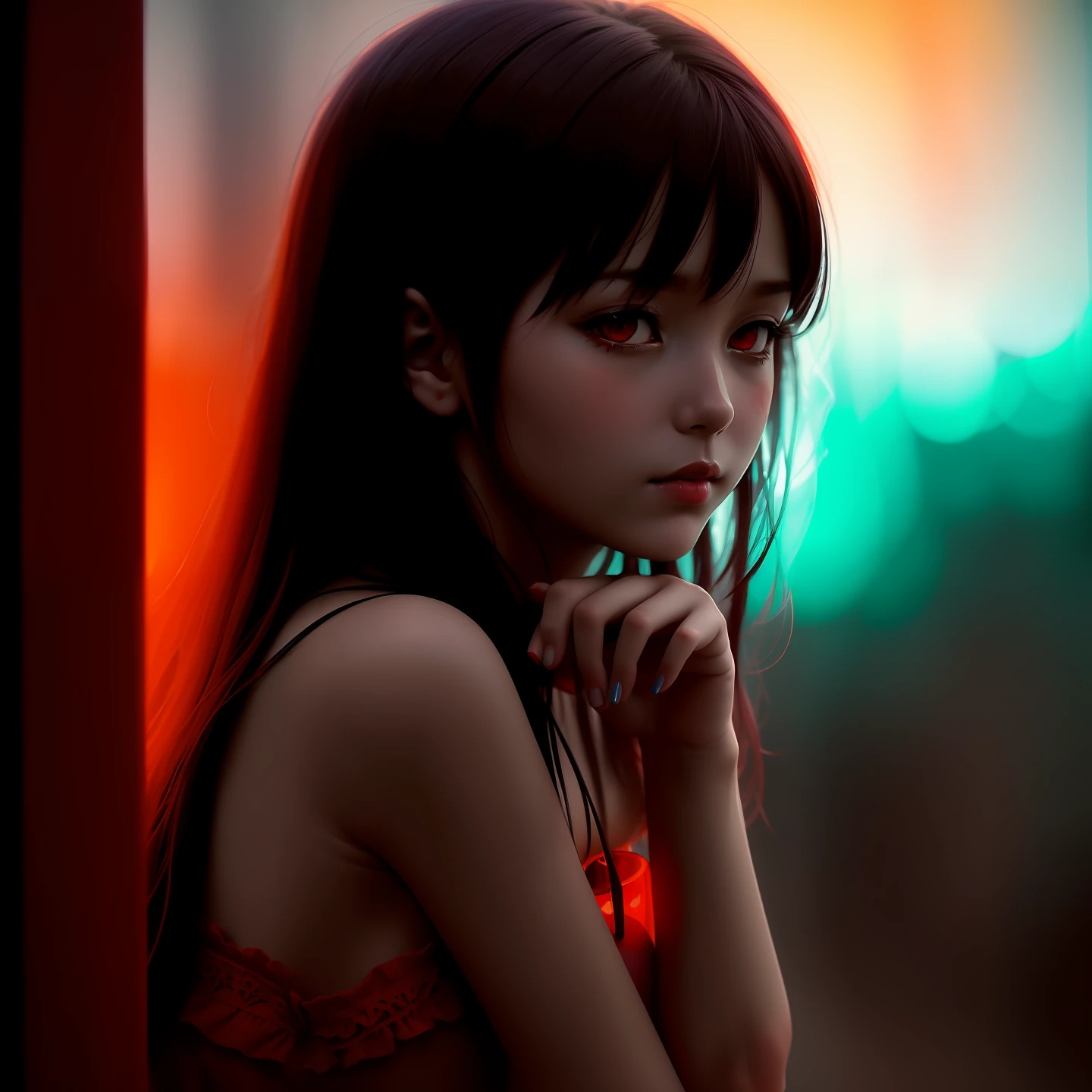 (dark shot:1.4), 80mm, red fairy girl demon sitting in a with red liquid, nice detailed digital art, closeup, soft light, sharp, exposure blend, medium shot, bokeh, (hdr:1.4), high contrast, (cinematic, teal and orange:0.85), (muted colors, dim colors, soothing tones:1.3), low saturation, (hyperdetailed:1.2), (noir:0.4)