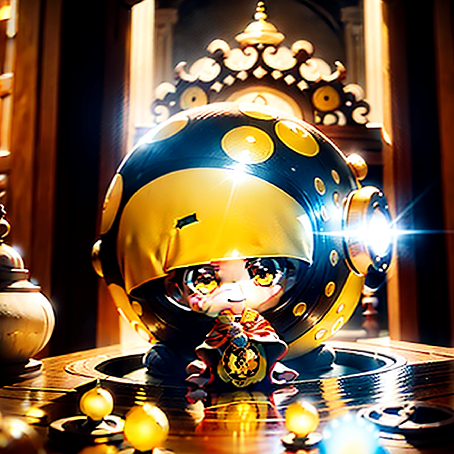 A small monk faces the camera head-on，Smile together，largeeyes，Cute round face，small-nose，Positive and optimistic，Yellow monk's robe，Plain and neat，The background is the temple entrance，softlighting，8K,HD --AR 3:4