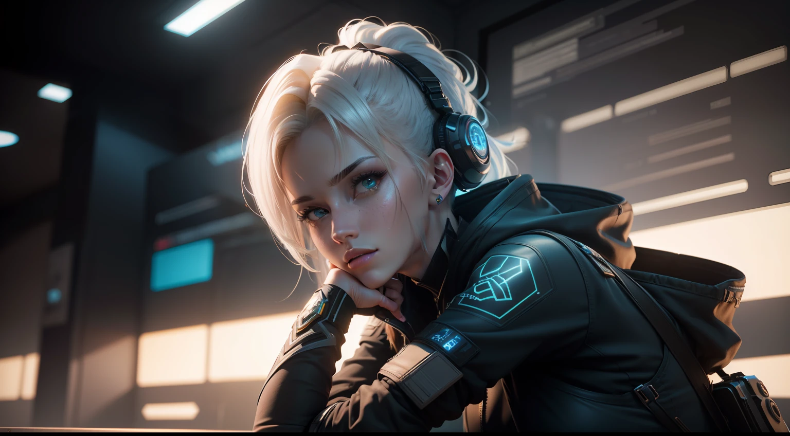 ((Best quality)), ((masterpiece)), (detailed:1.4), 3D, an image of a beautiful cyberpunk female,HDR (High Dynamic Range),Ray Tracing,NVIDIA RTX,Super-Resolution,Unreal 5,Subsurface scattering,PBR Texturing,Post-processing,Anisotropic Filtering,Depth-of-field,Maximum clarity and sharpness,Multi-layered textures,Albedo and Specular maps,Surface shading,Accurate simulation of light-material interaction,Perfect proportions,Octane Render,Two-tone lighting,Wide aperture,Low ISO,White balance,Rule of thirds,8K RAW,