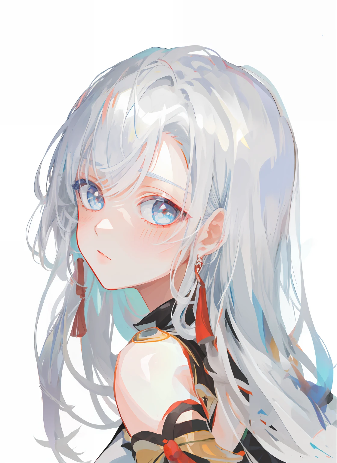 Anime girl with long white hair and red and black dress, Perfect white haired girl, white haired Cangcang, Girl with white hair, Tifa Lockhart with white hair, White-haired god, Silver hair girl, White-haired, Girl silver hair, white haired lady, Anime girl with long hair, Flowing white hair, silber hair, Portrait Chevaliers du Zodiaque Fille